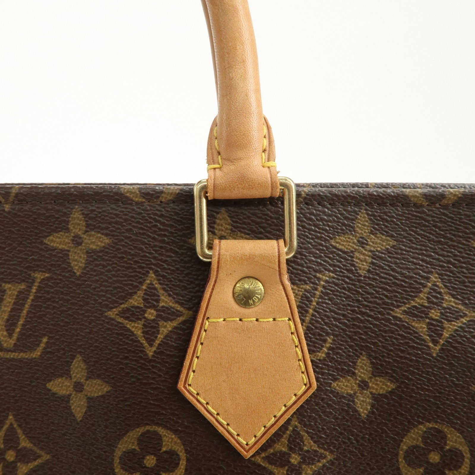 Louis Vuitton Monogram Sac Plat Tote Bag Hand Bag Brown M51140