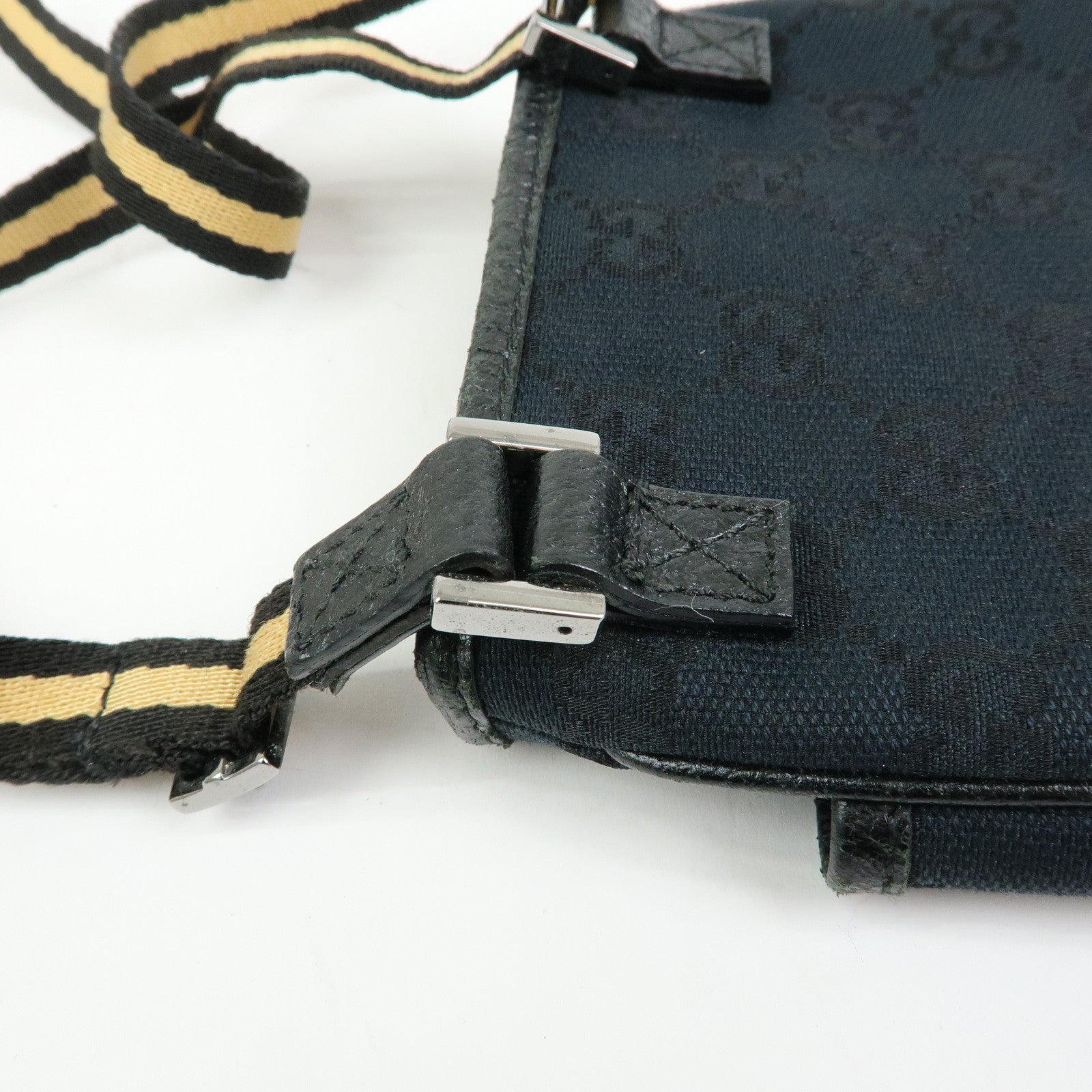 GUCCI Sherry GG Canvas Leather Small Shoulder Bag Black 141863