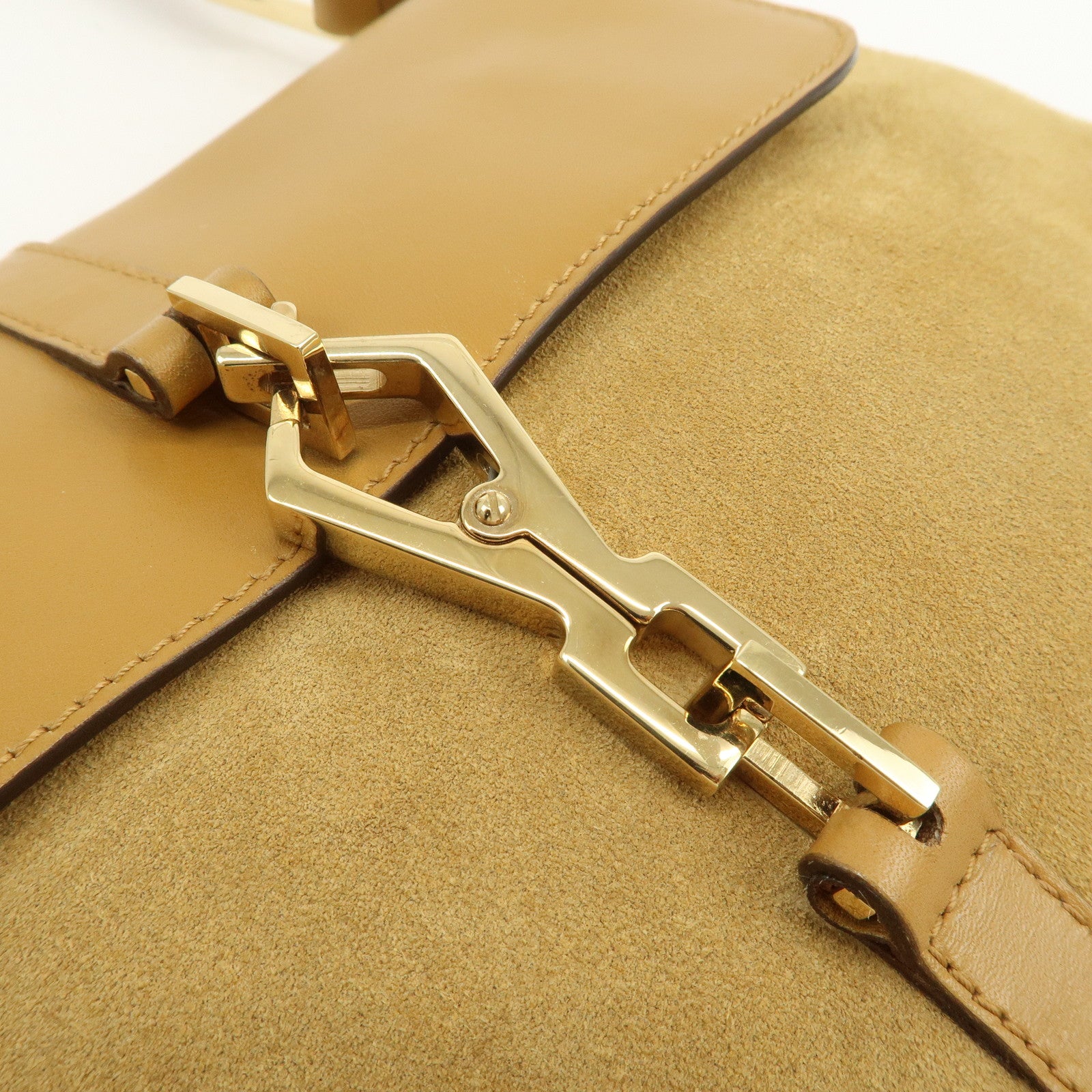 GUCCI Bamboo Suede Leather Kandinsky Shoulder Bag Yellow 001・4096