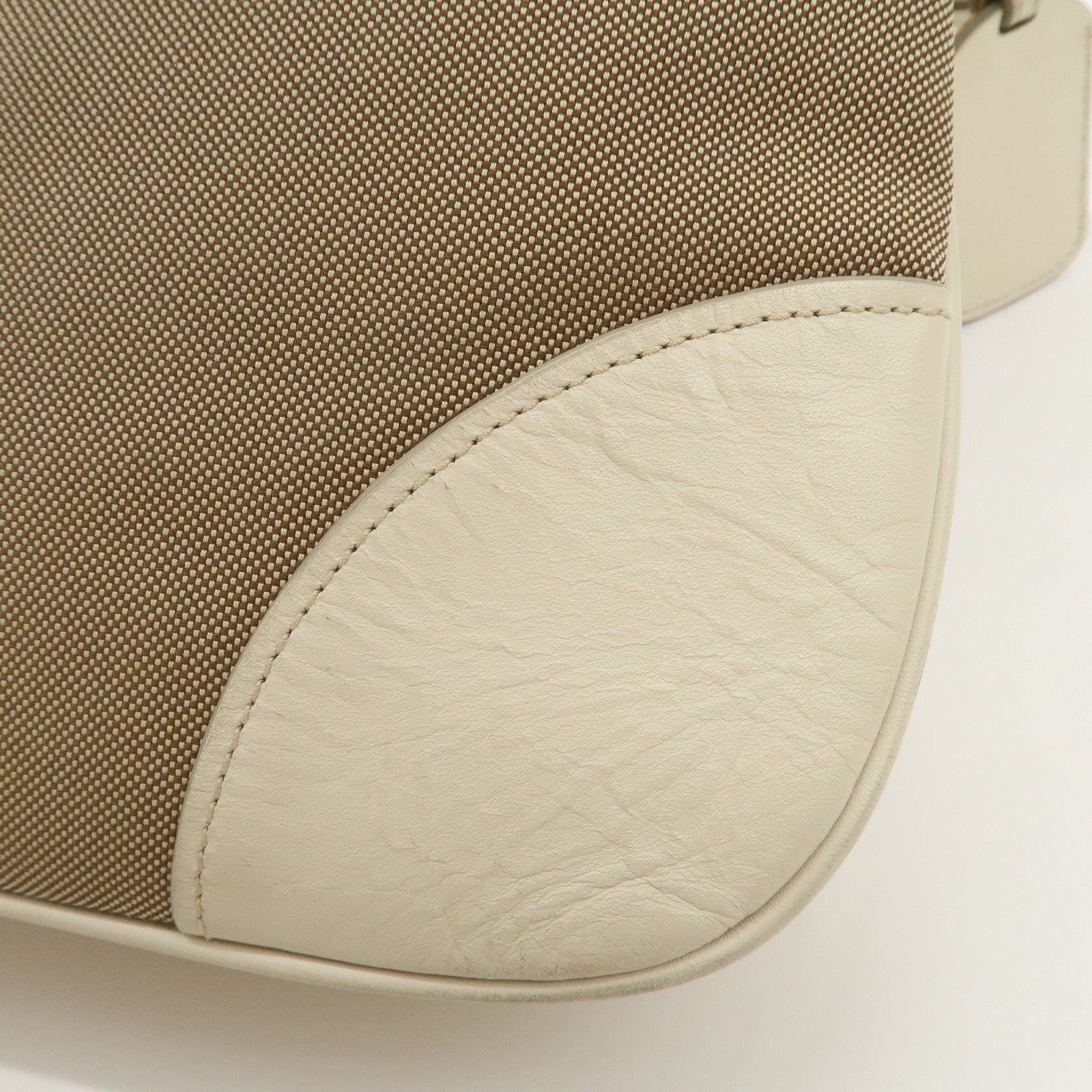 PRADA Logo Jacquard Shoulder Bag Crossbody Bag Beige Ivory BT867A