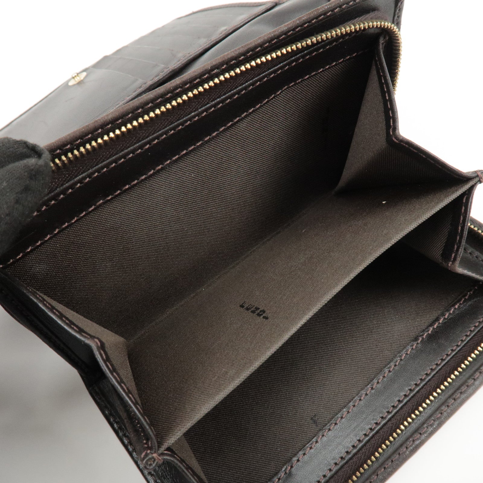 FENDI Zucca Set of 2 Canvas Leather Wallet Brown Black 8M0029 2270 Used