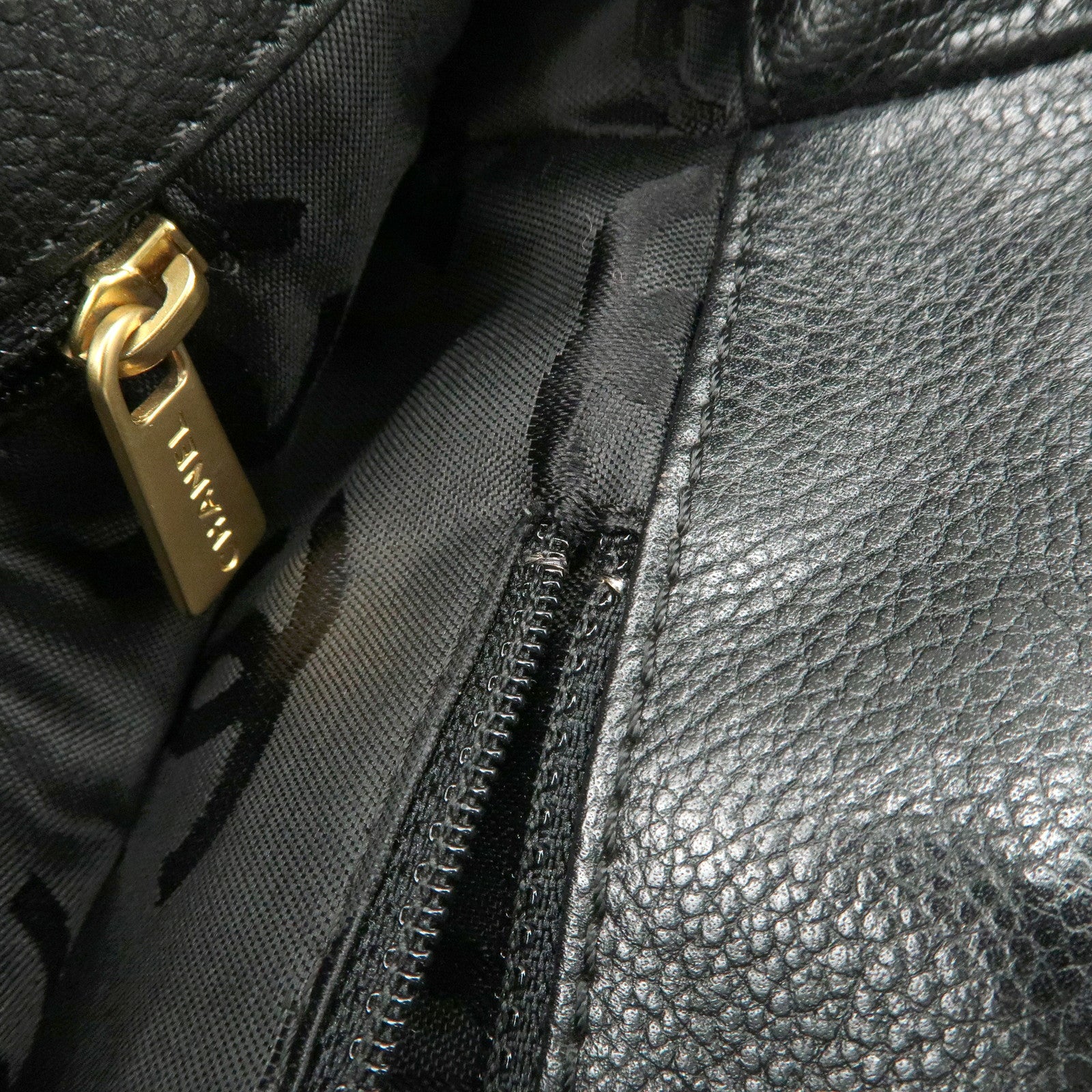 CHANEL COCO Mark Chain Tote Bag Shoulder Bag Black Gold Used