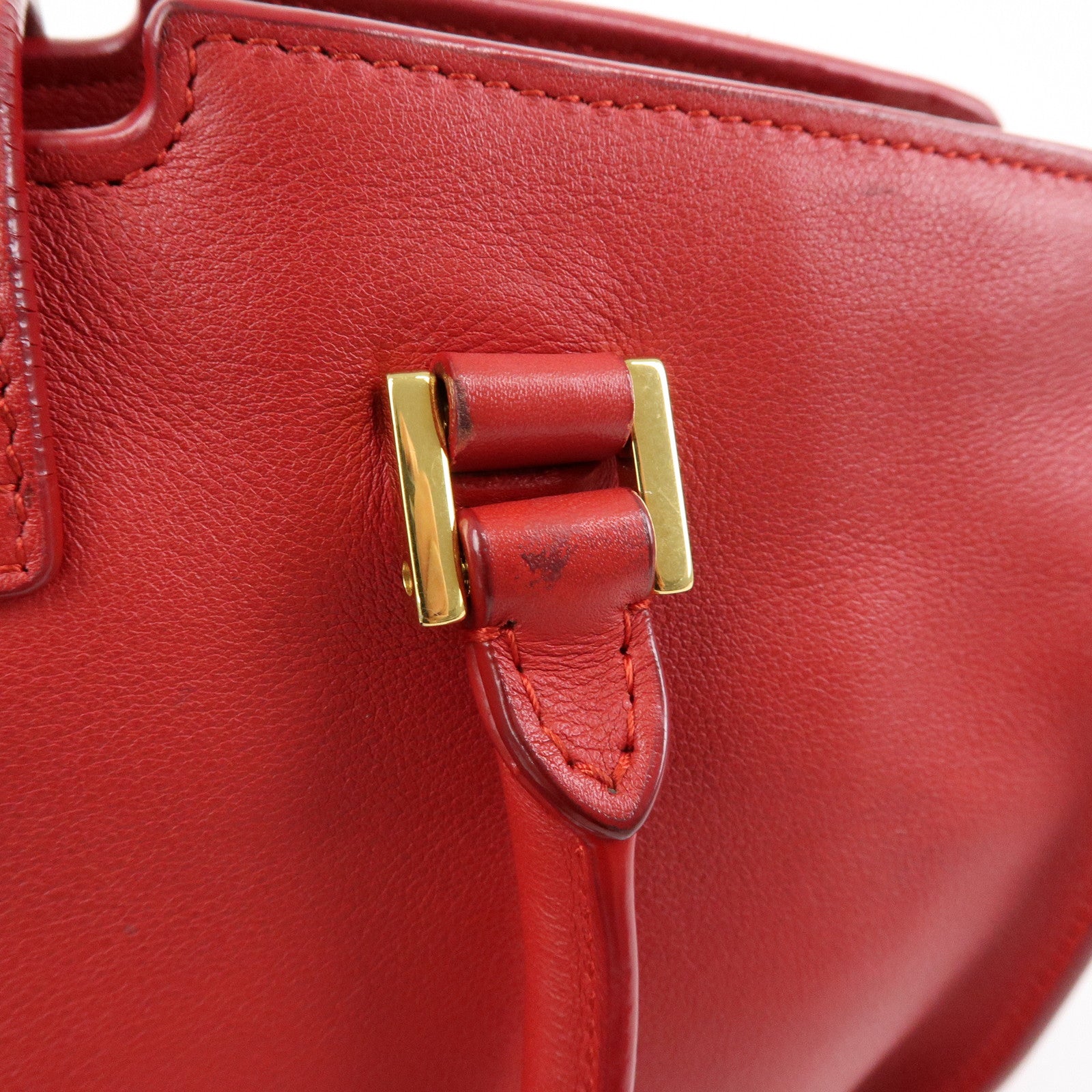 SAINT LAURENT PARIS Baby Cabas Leather 2Way Bag Hand Bag Red 424868