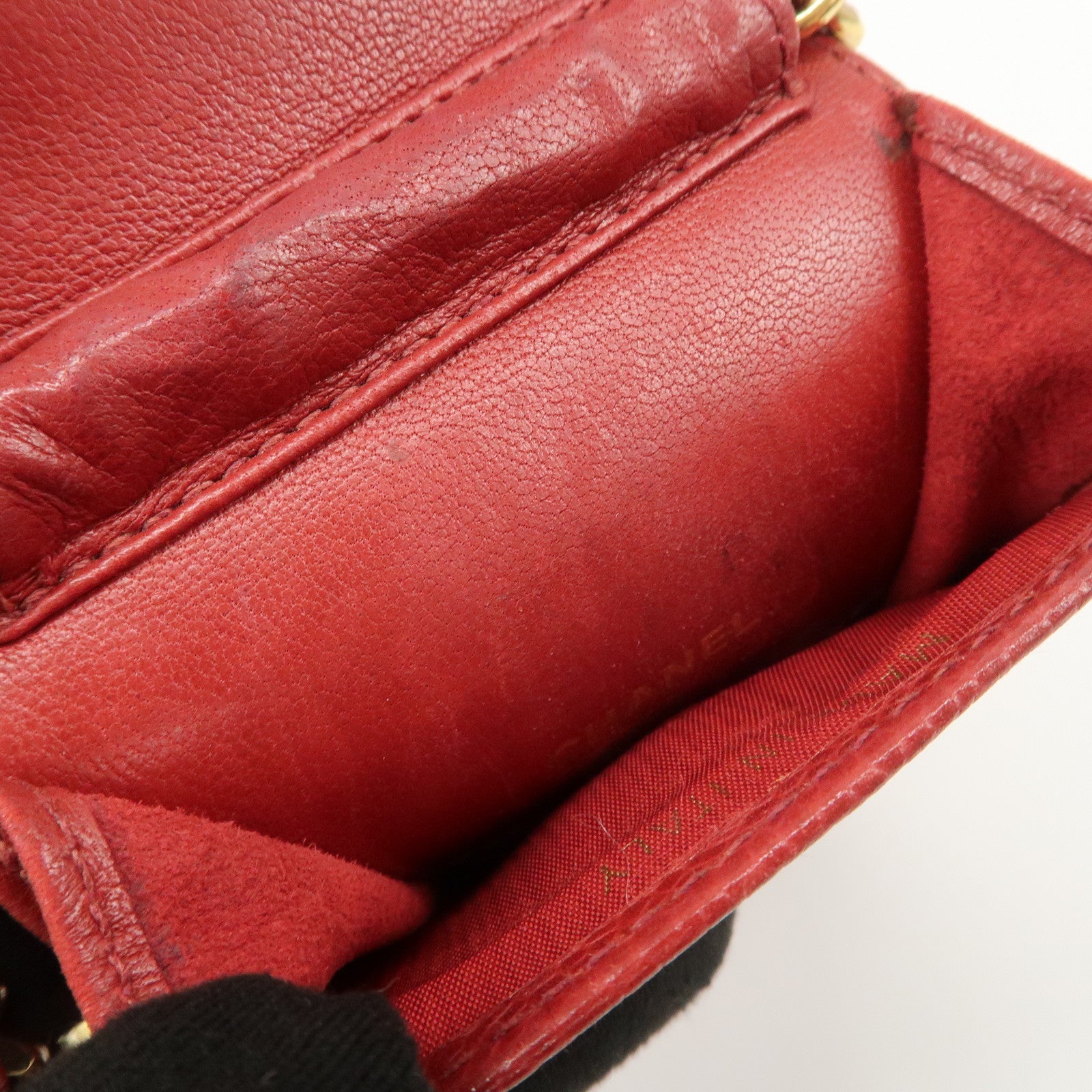 CHANEL COCO Mark Caviarskin Chain Shoulder Bag Pouch Red