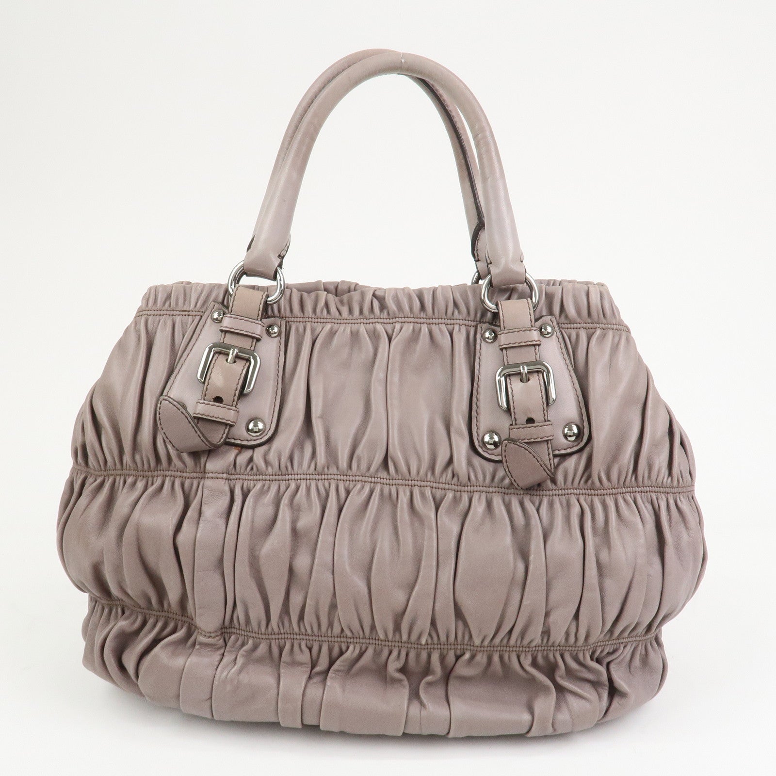 PRADA Logo Nappa Leather 2Way Bag Shoulder Bag Hand Bag Gray