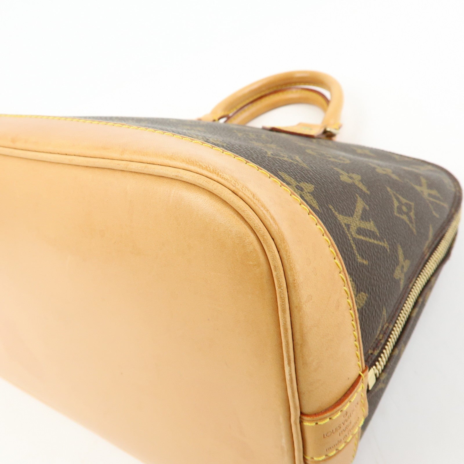 Louis Vuitton Monogram Canvas Leather Alma Hand Bag Brown M51130