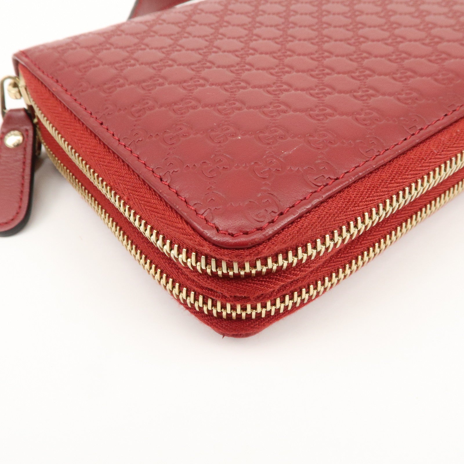 GUCCI Micro Guccissima Leather Travel Case Clutch Bag Red 544250 Used