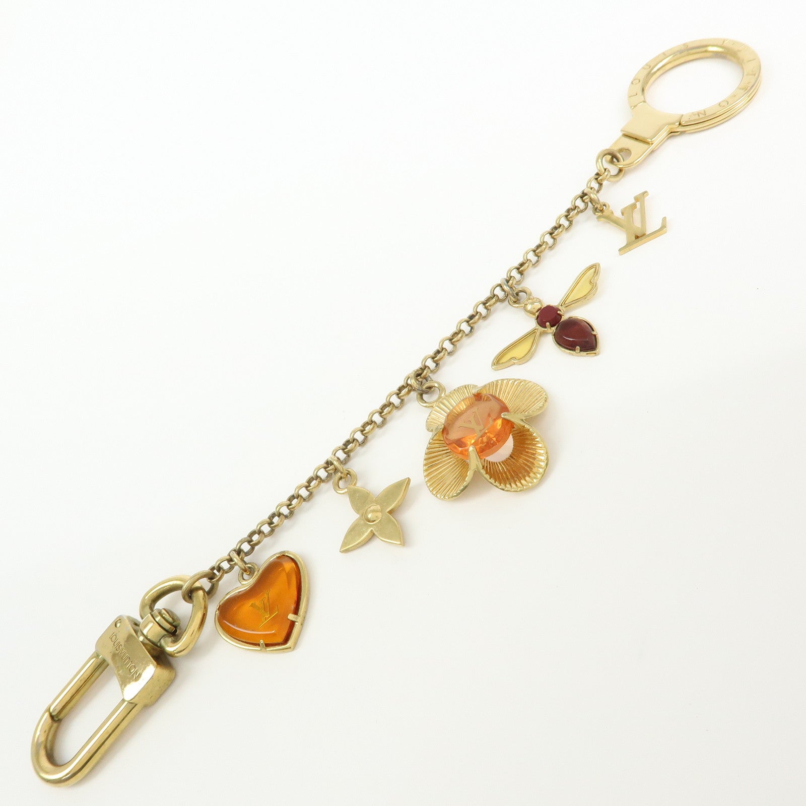 Louis Vuitton Bijou Sac Chaine Bee Fleur Bag Charm Gold M66911