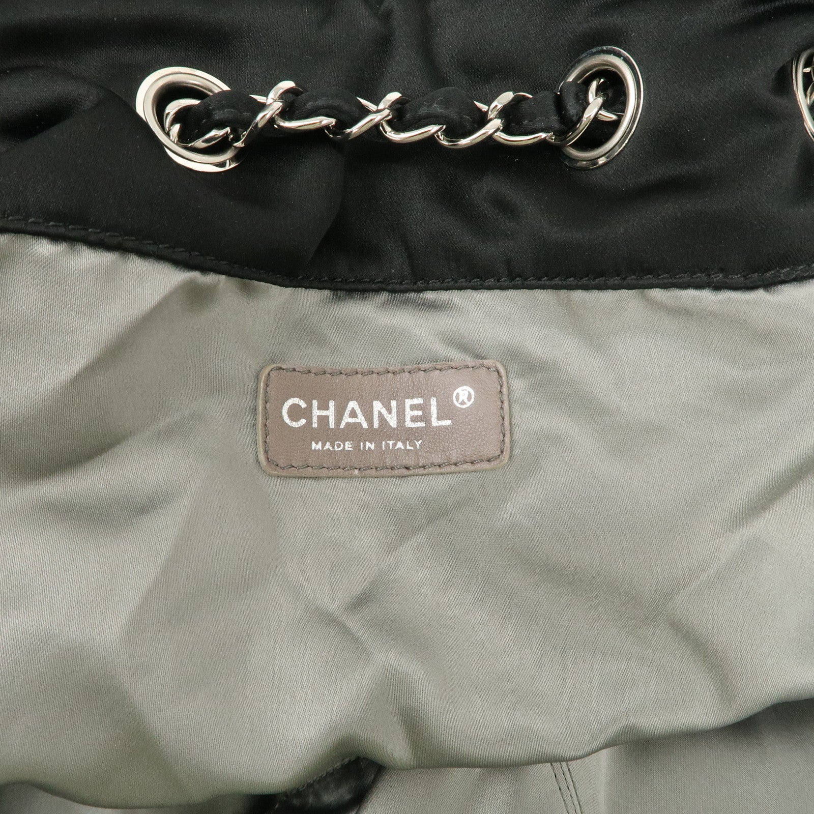 CHANEL Melrose Cabas Cotton Jersey Shoulder Bag Black Used