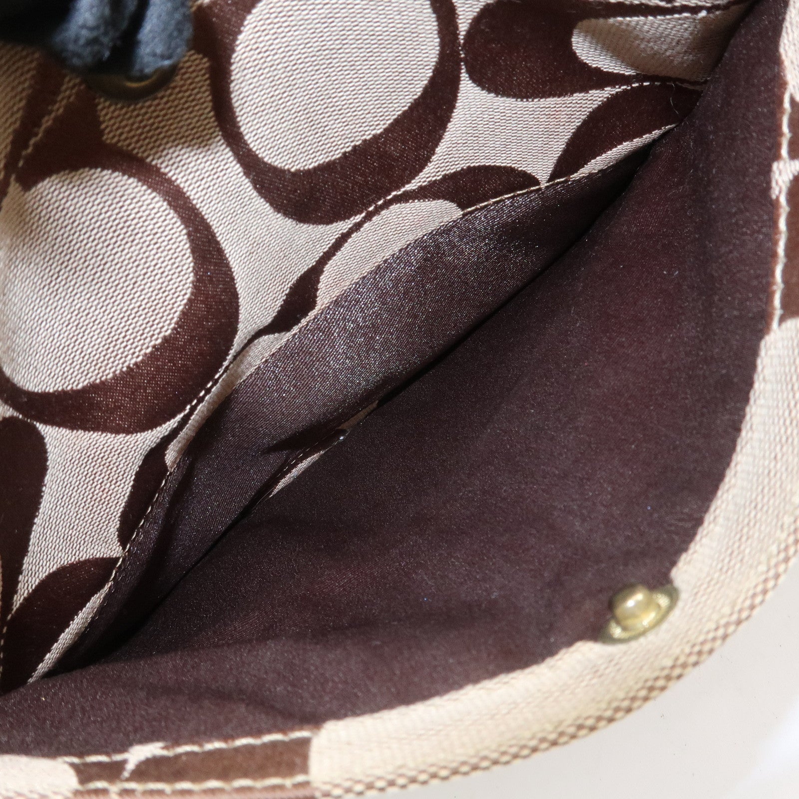 COACH Signature Canvas Leather Shoulder Crossbody Bag Beige Brown