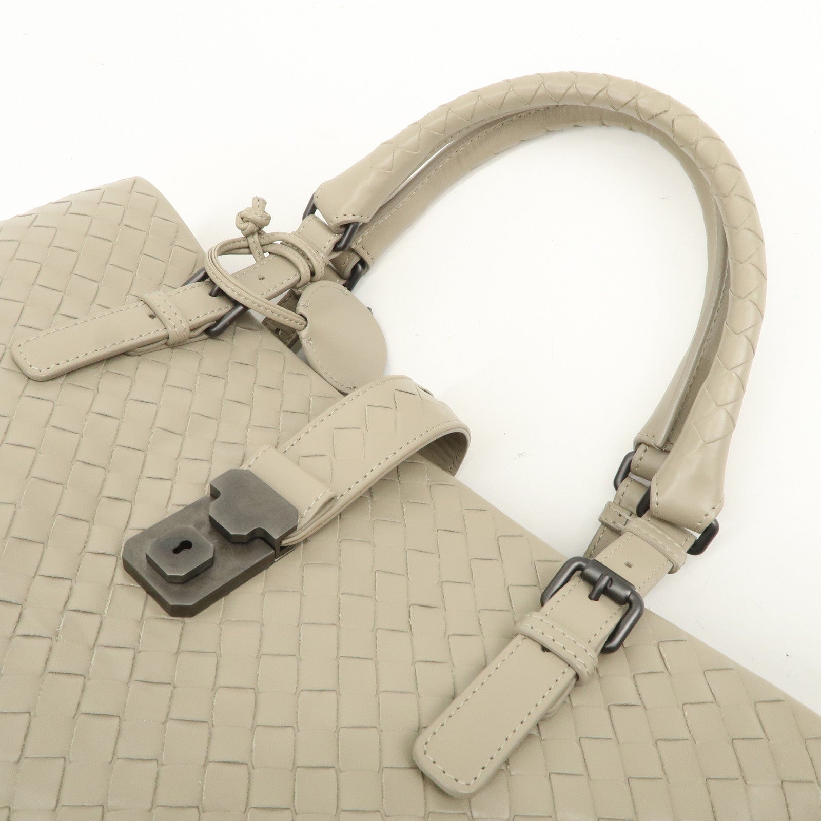 BOTTEGA VENETA Intrecciato Leather Tote Bag Hand Bag Greige