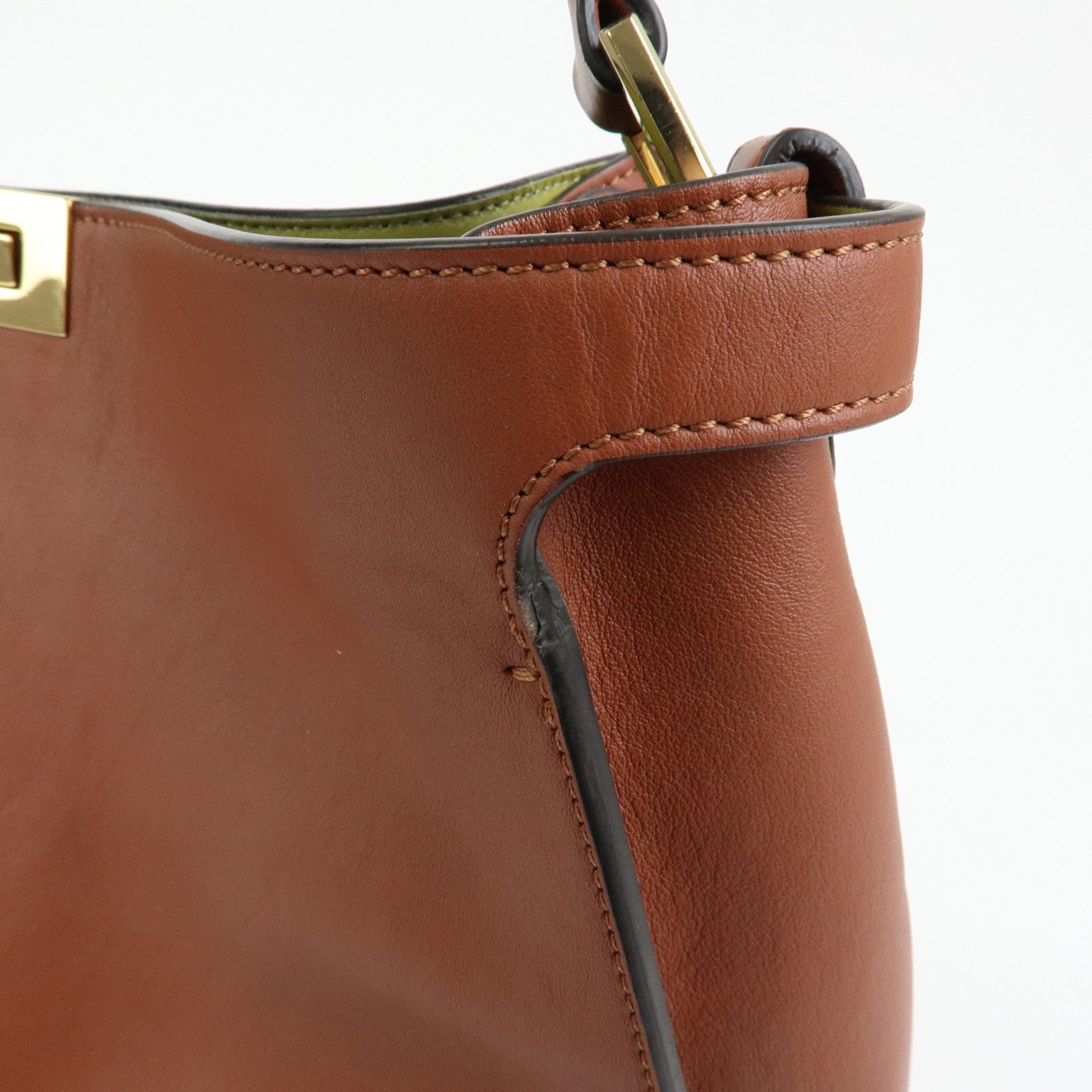 FENDI Peekaboo X‑Lite Leather Shoulder Bag Hand Bag Brown 8BN304