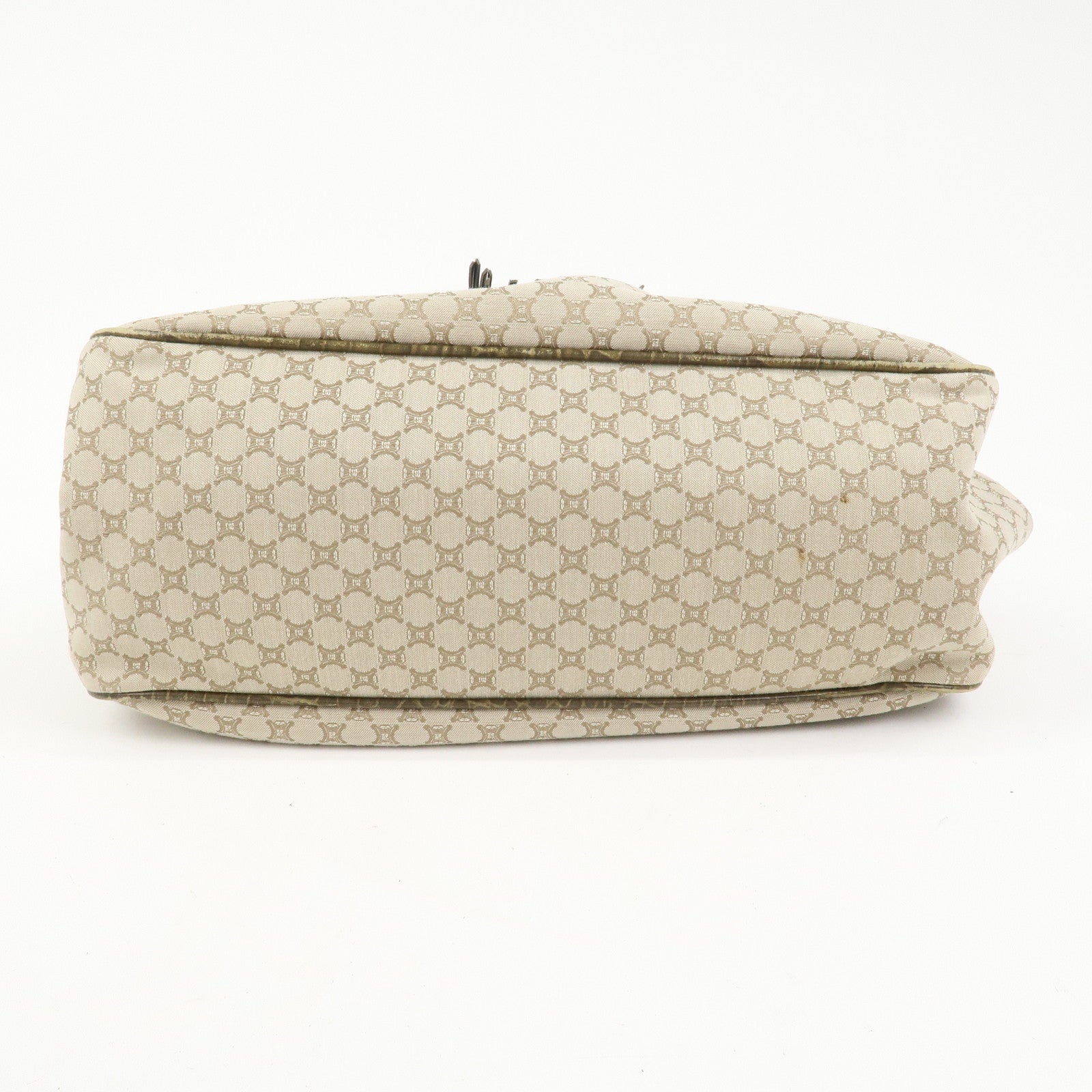 CELINE Macadam Canvas Leather Shoulder Bag Hand Bag Beige