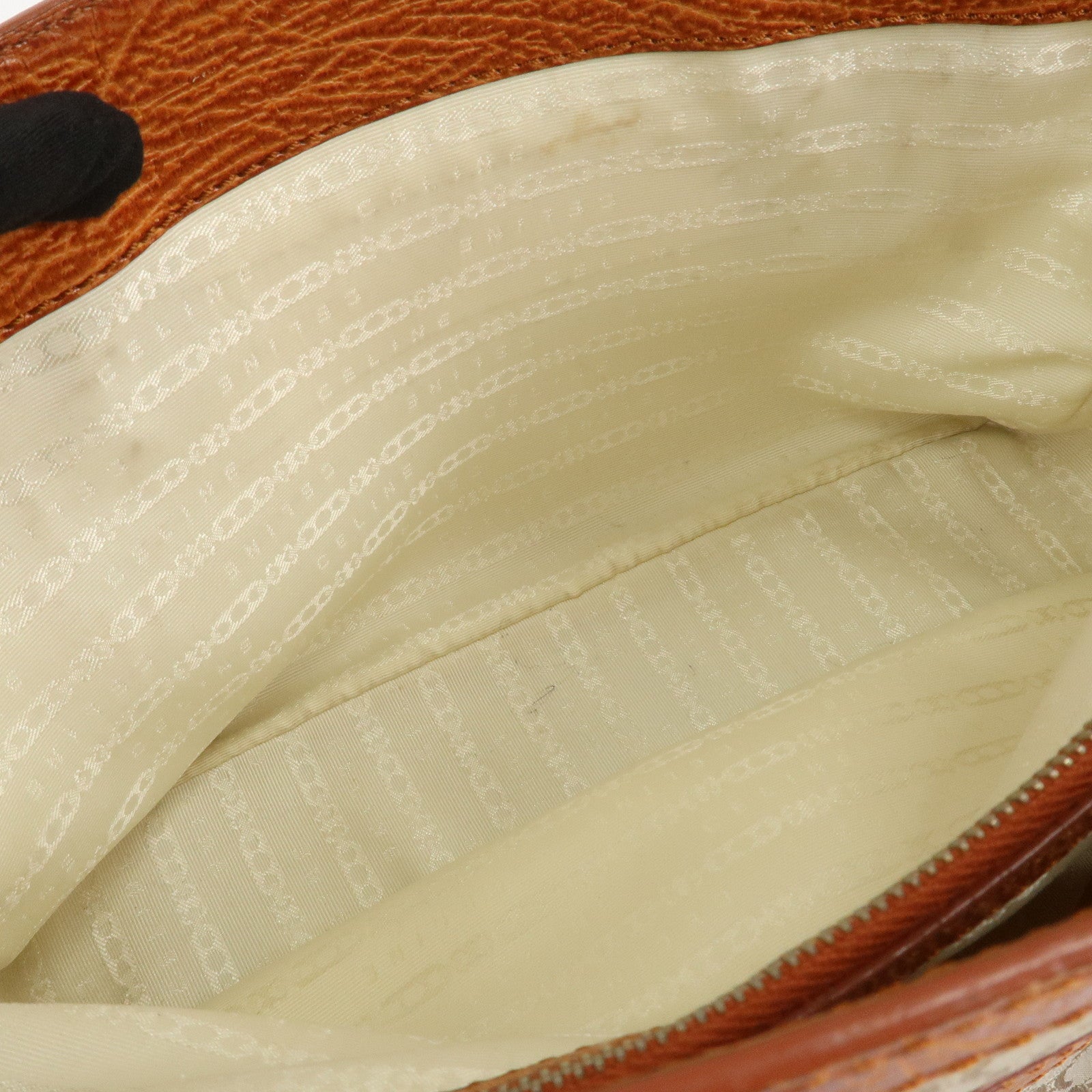 CELINE Macadam Canvas Leather Boogie Bag Hand Bag Beige Brown Used