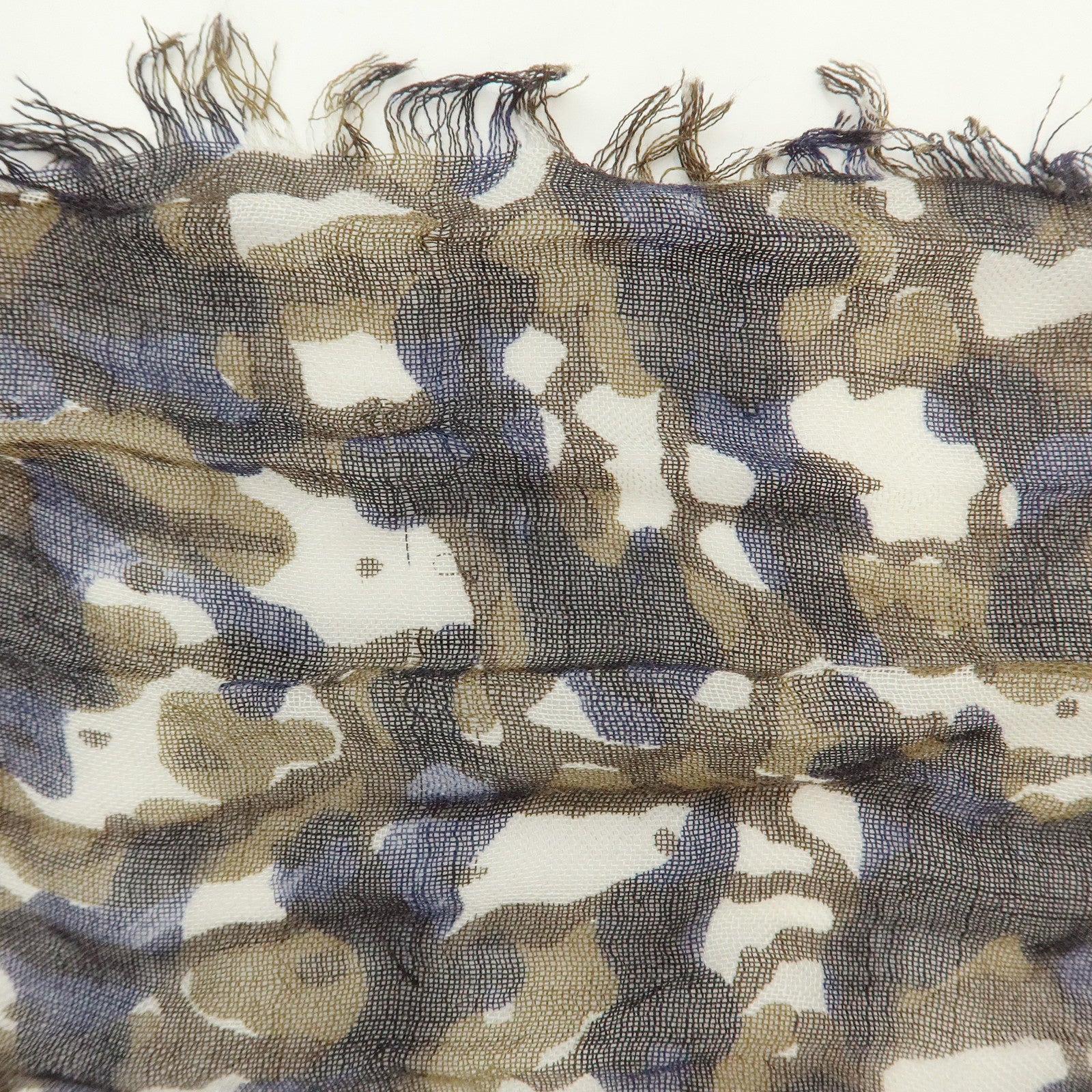 Louis Vuitton Cashmere Silk Scarf Shawl Camouflage Khaki M75136