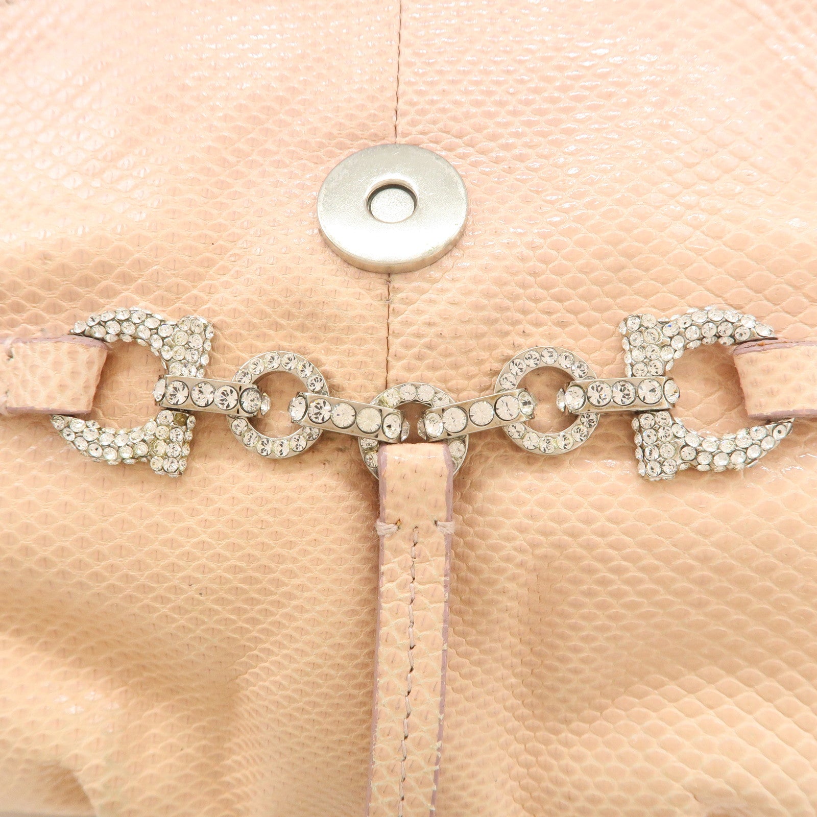 Ferragamo Gancini Leather Chain Hand Bag Shoulder Bag Pink