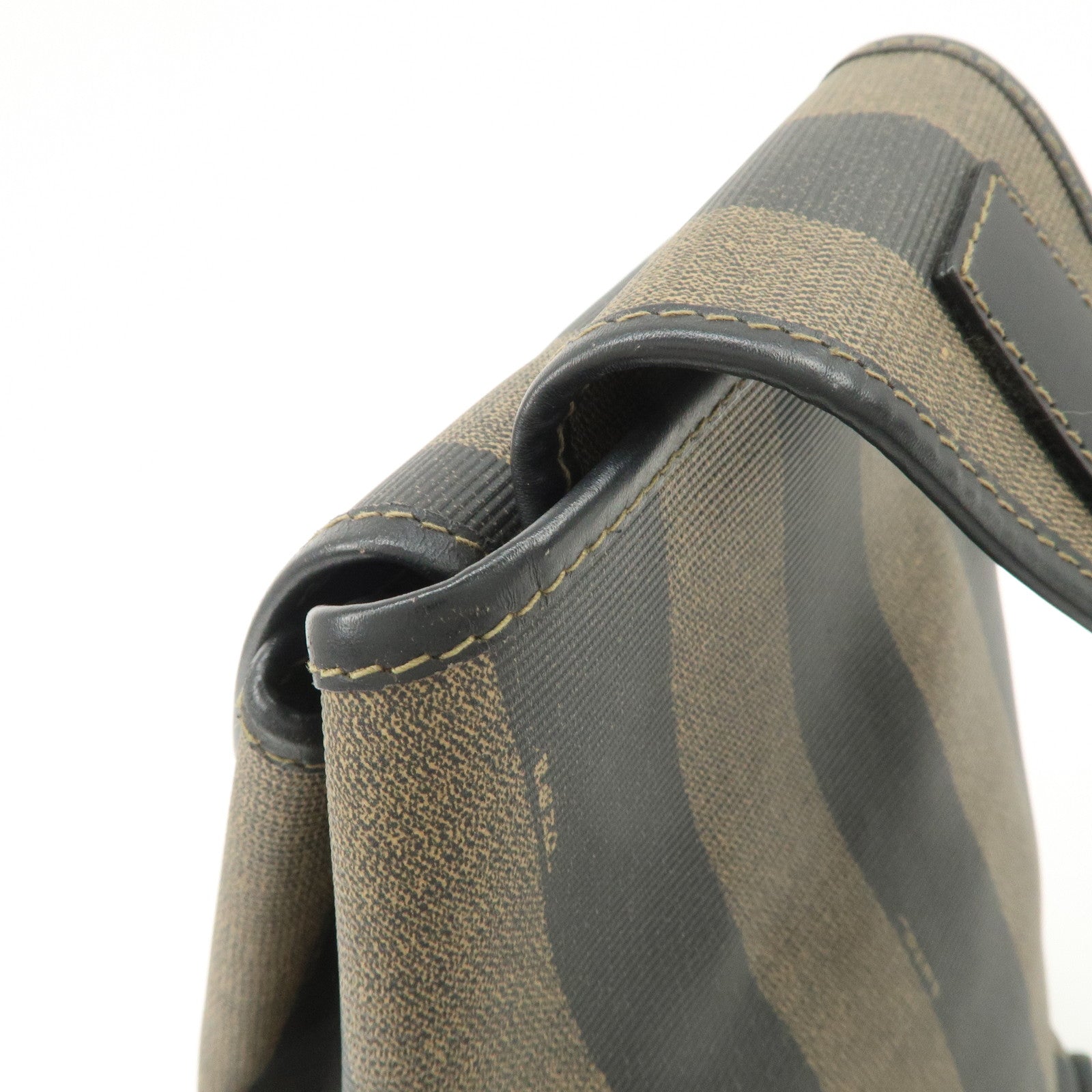 FENDI PVC Canvas Leather Back Pack Body Bag Black Brown 14559