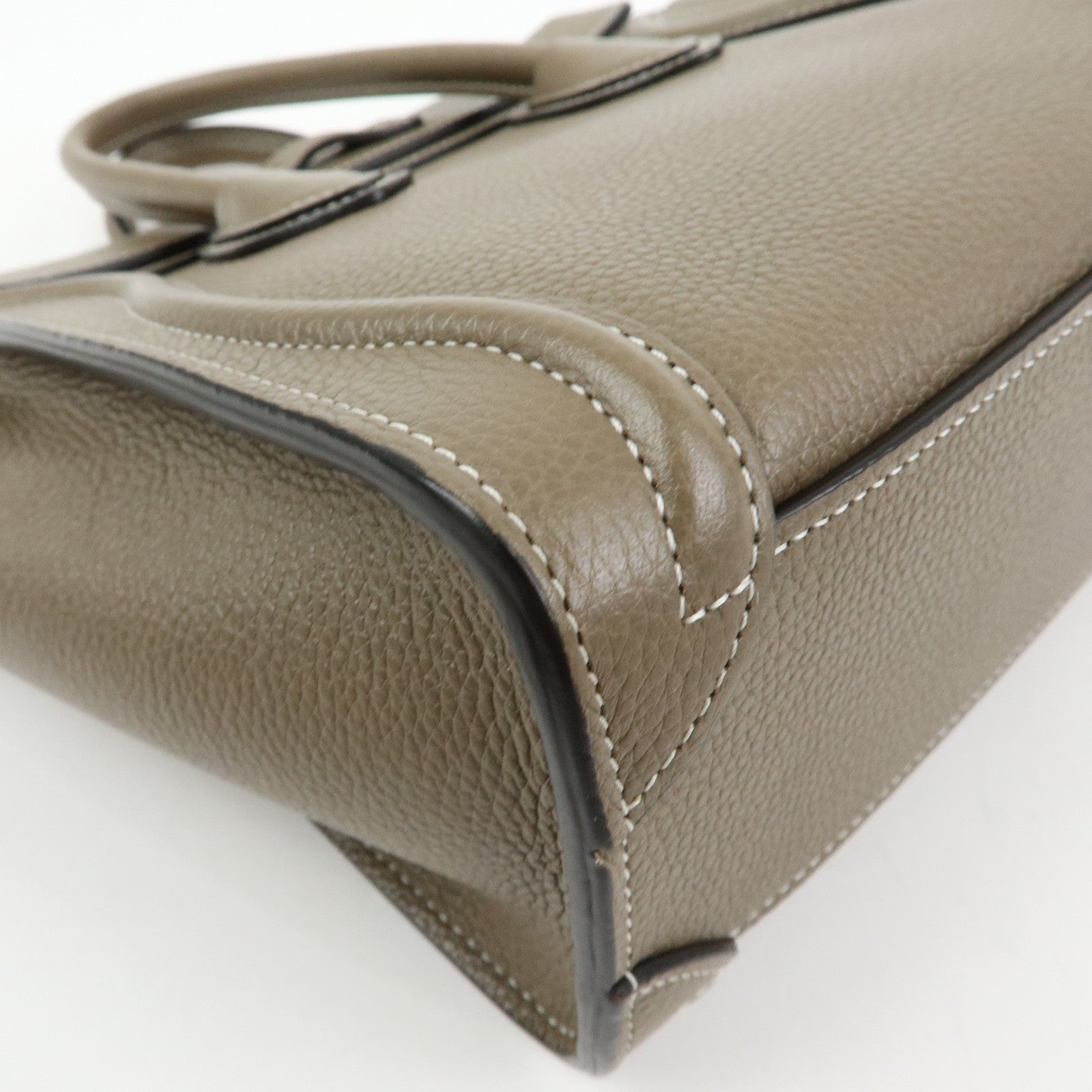 CELINE Luggage Nano Shopper Calf Leather 2Way Bag Hand Bag Gray