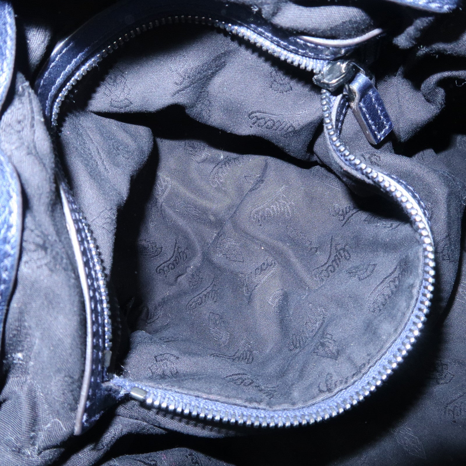 GUCCI Galaxy Leather 2 Way Chain Boston Bag Metallic Blue 228838 Used