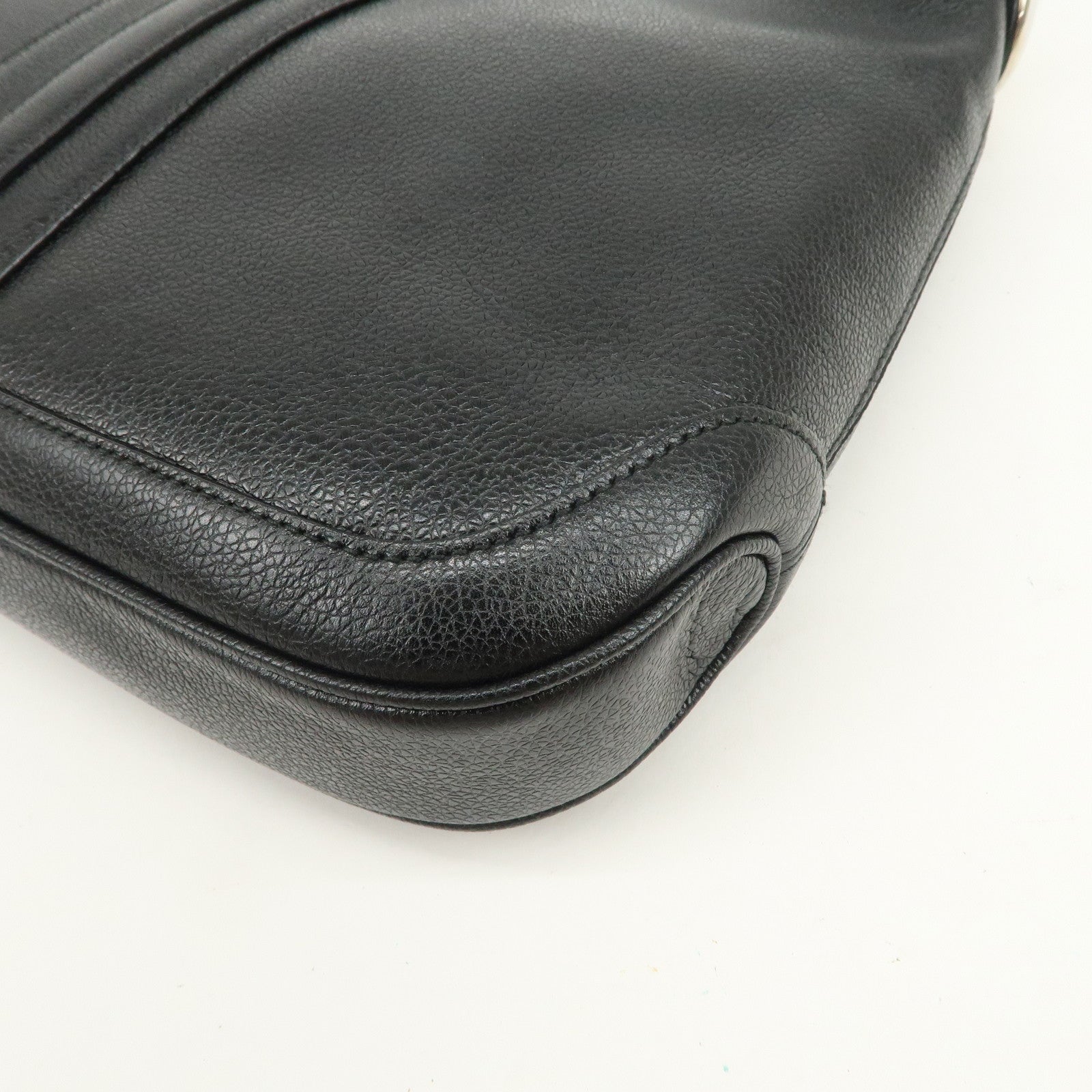 BVLGARI Logo Leather Shoulder Bag Hand Bag Black