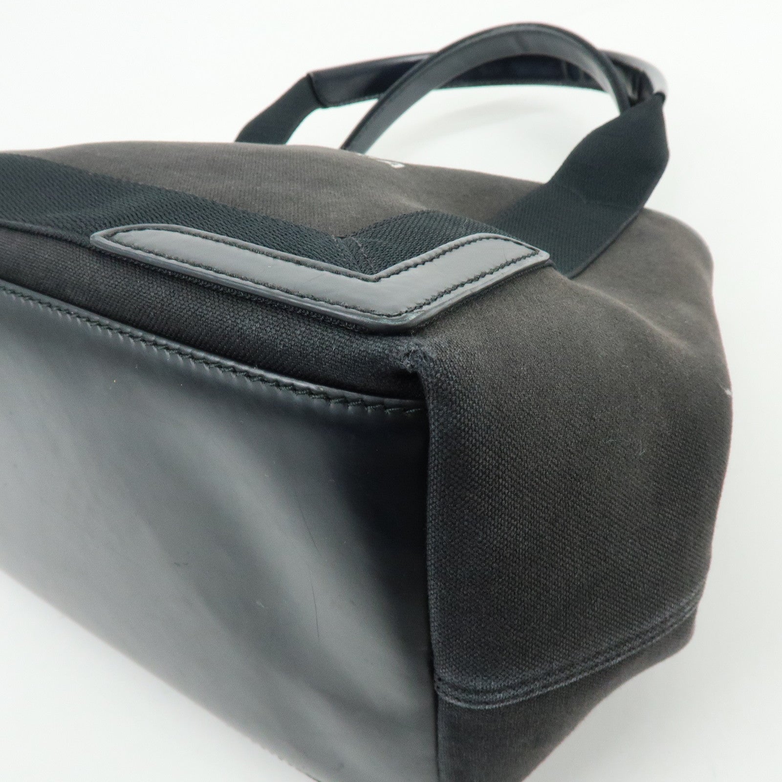 BALENCIAGA Navy Cabas Small Canvas Leather Tote Bag Black 339933