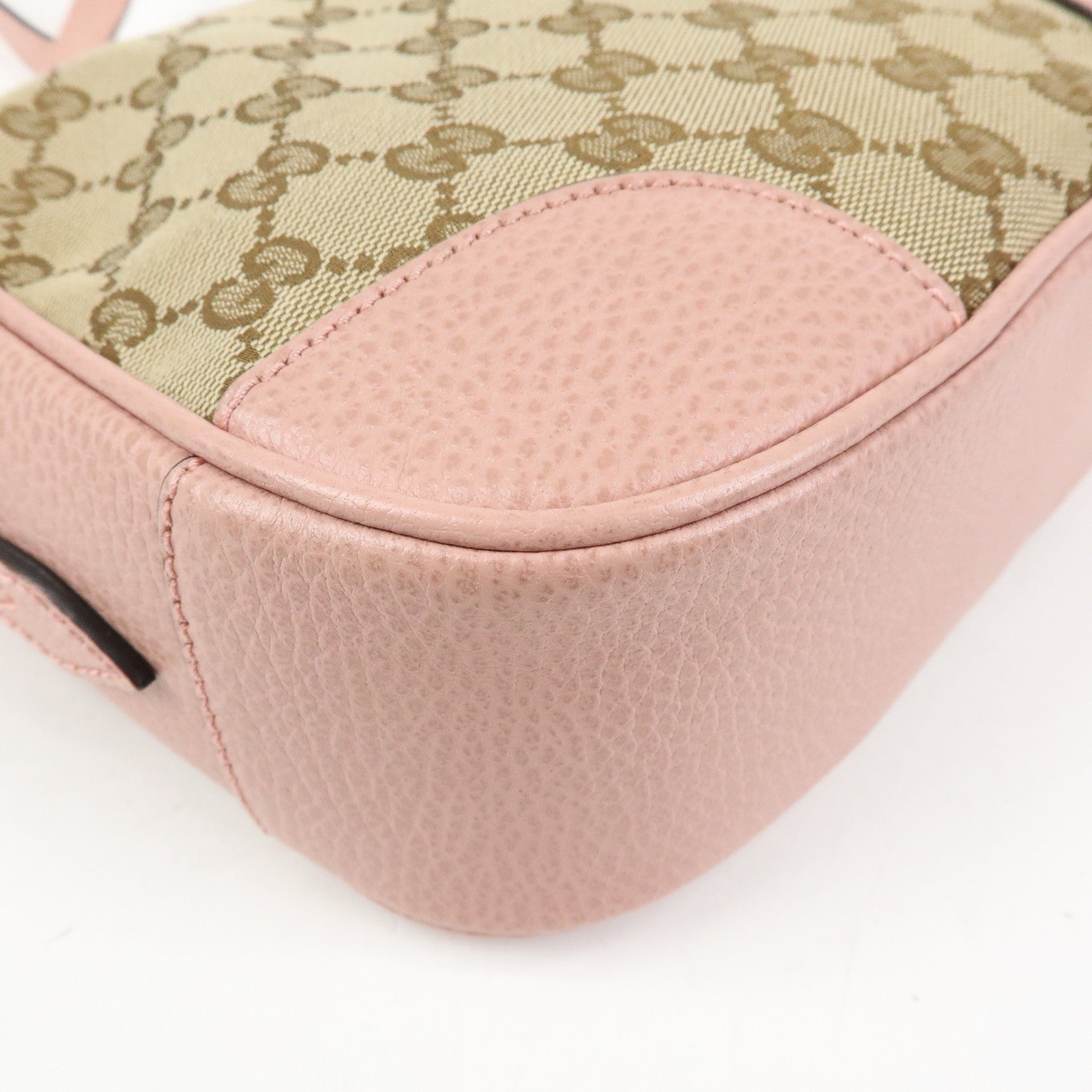GUCCI GG Canvas Leather Shoulder Crossbody Bag Beige Pink 449413