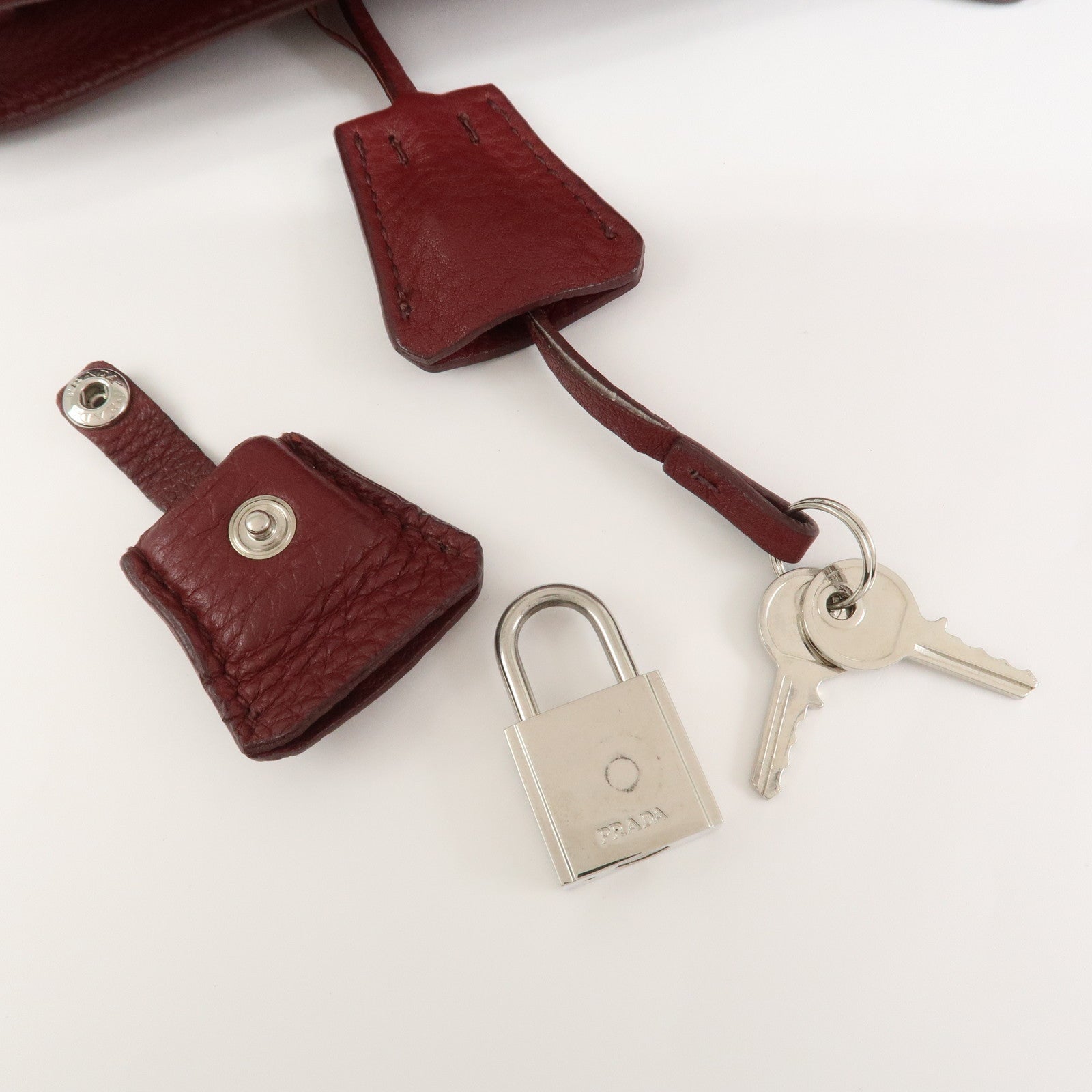 PRADA Triangle Logo 2Way Bag Hand Shoulder Bag Bordeaux 1BA853
