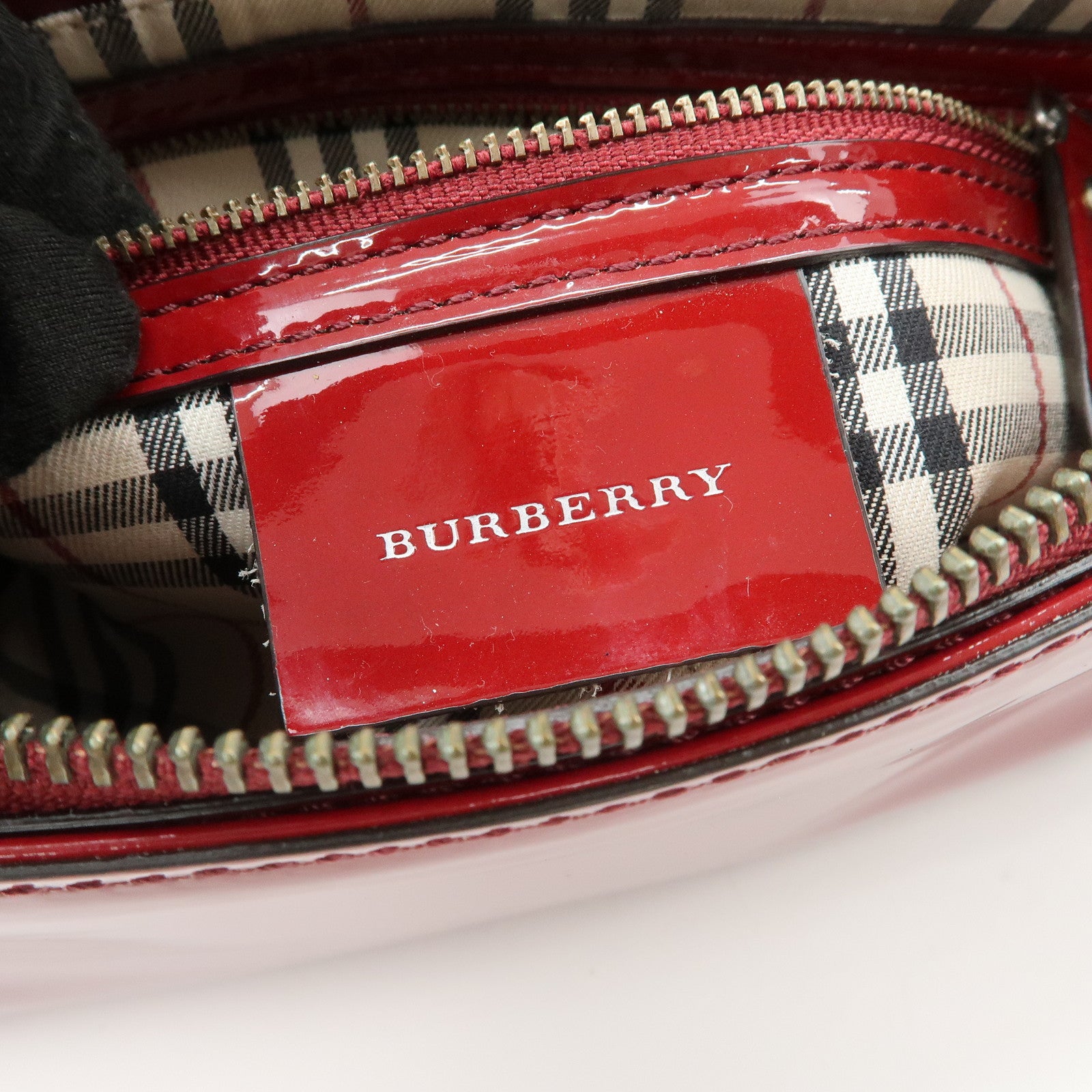 BURBERRY Patent Leather Shoulder Bag Hand Bag Red