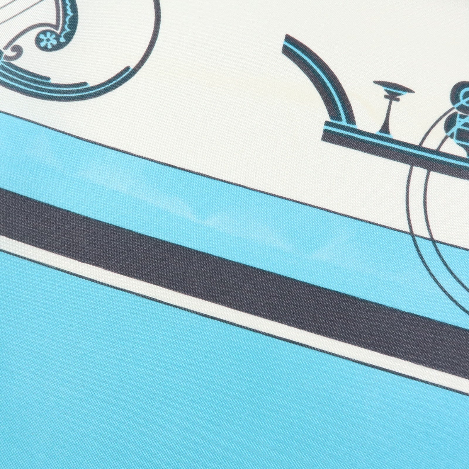 HERMES Carre 90 silk 100% Scarf Ex-Libris light Blue