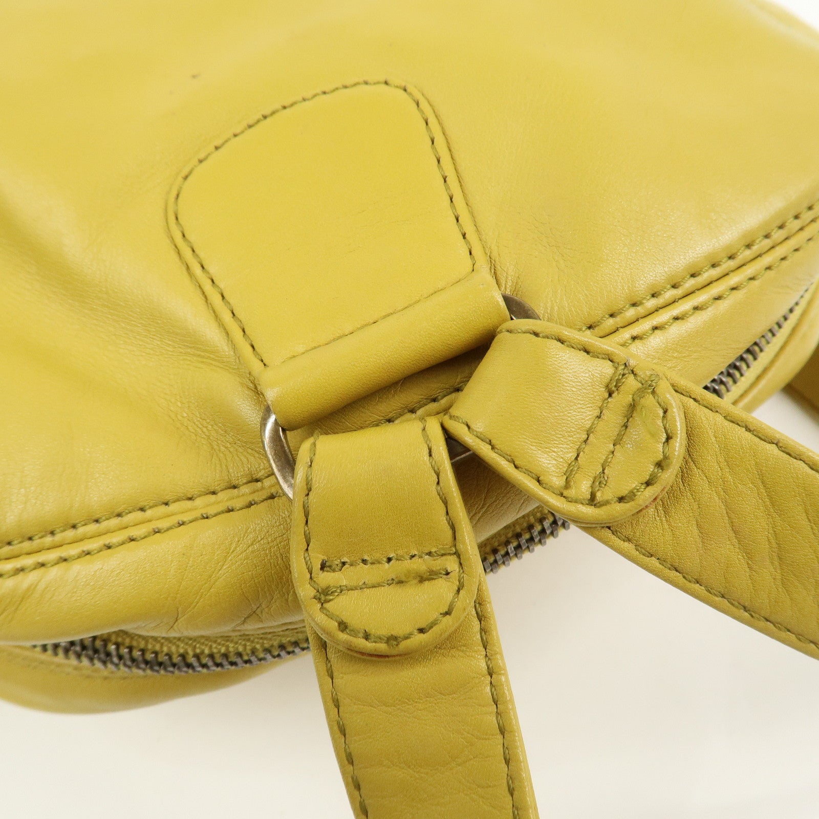 CHANEL COCO Mark Lamb Skin Back Pack Ruck Suck Yellow
