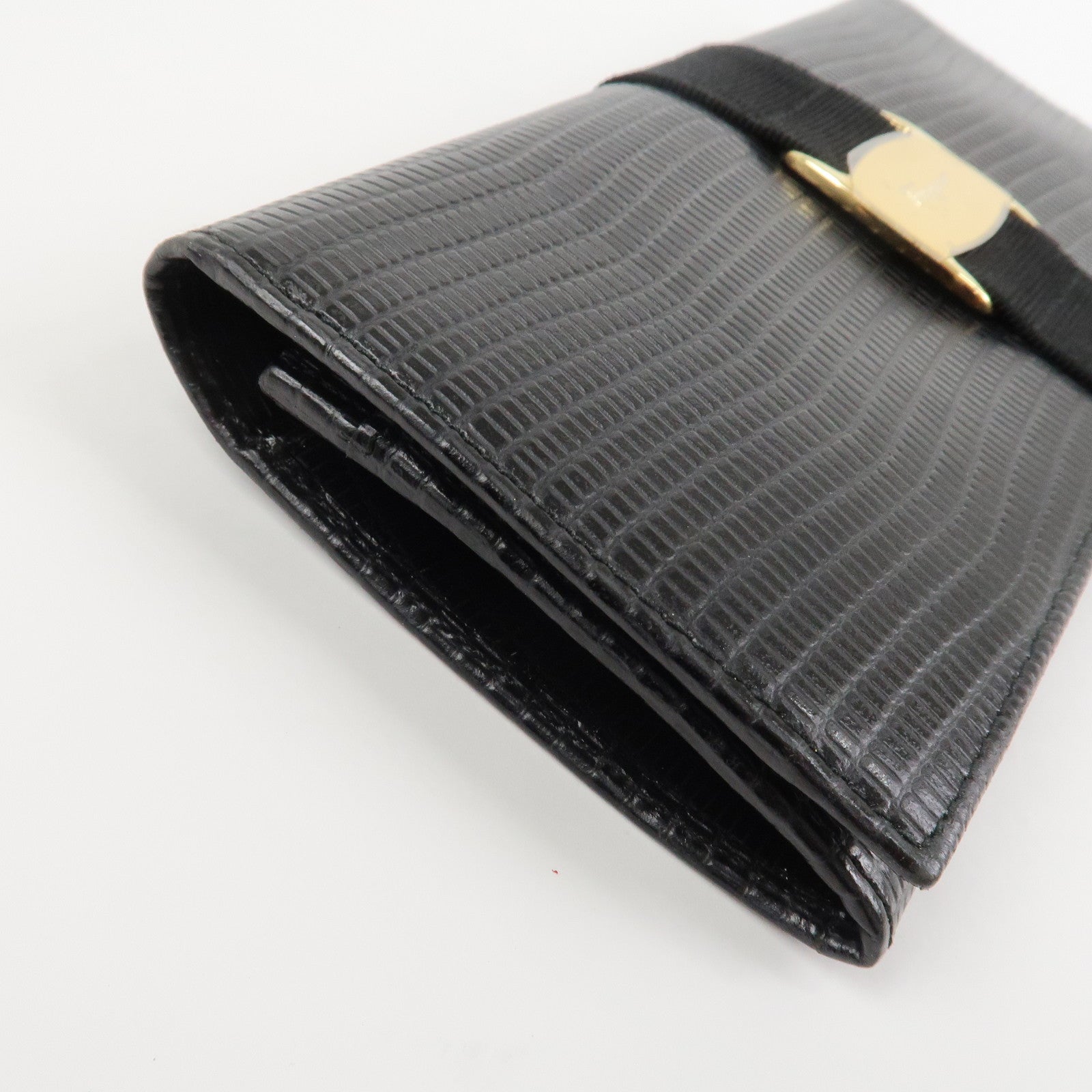 Ferragamo Set of 2 wallet Gancini Vara Emboss Leather Black Pink