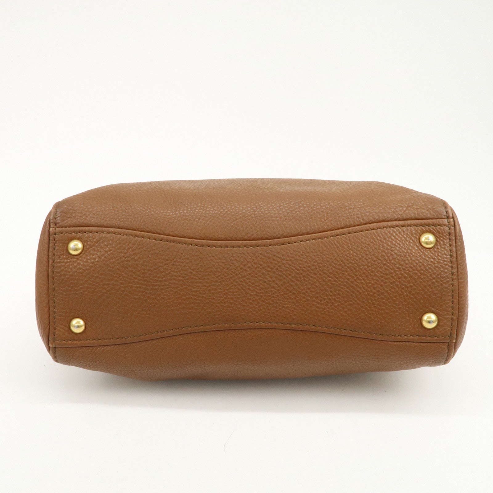MIU MIU Logo Leather 2Way Bag Hand Bag Shoulder Bag Brown RN0761