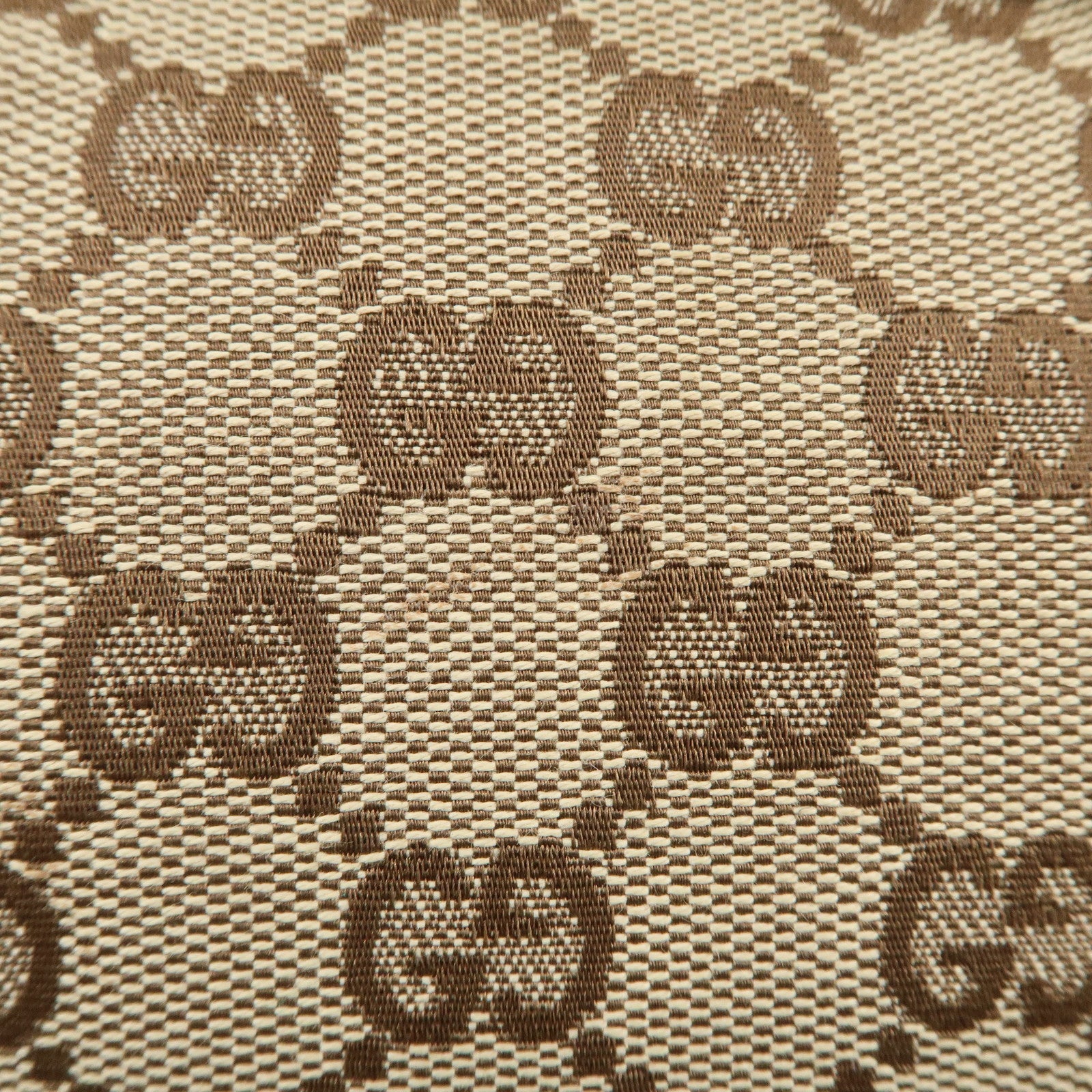 GUCCI Boat Bag GG Canvas Leather Hand Bag Pouch Brown Ivory 07198