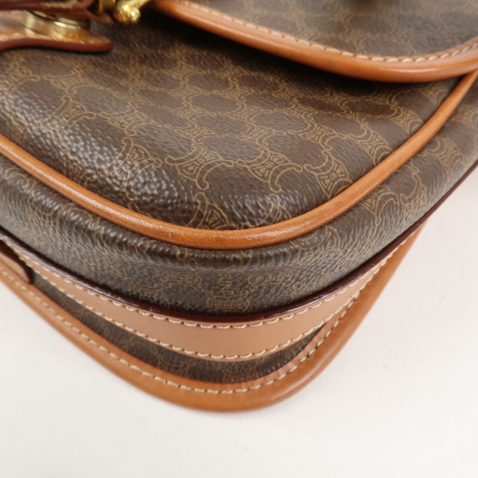 CELINE Macadam PVC Leather Shoulder Bag Brown