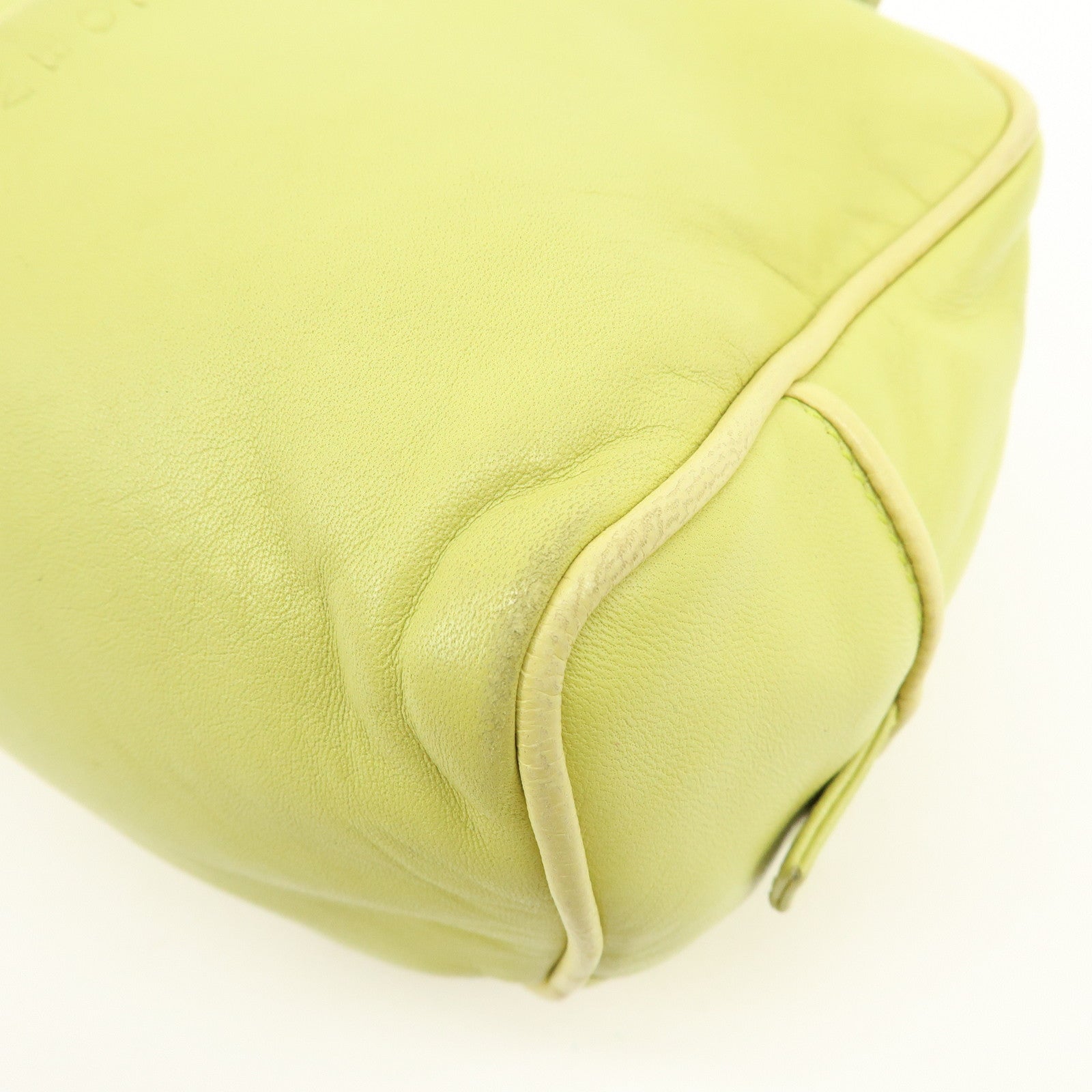 LOEWE Logo Nappa Leather Mini Hand Bag Boston Bag Lime Green