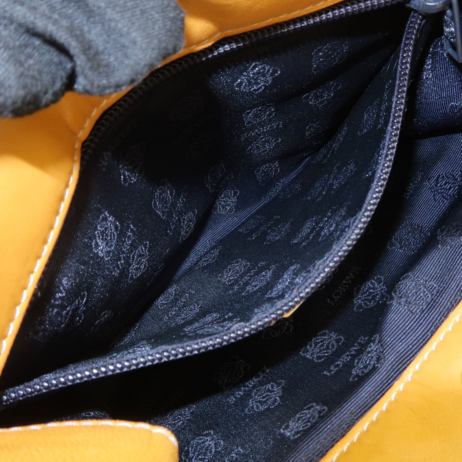 LOEWE Logo Nappa Leather Shoulder Bag Hand Bag Yellow