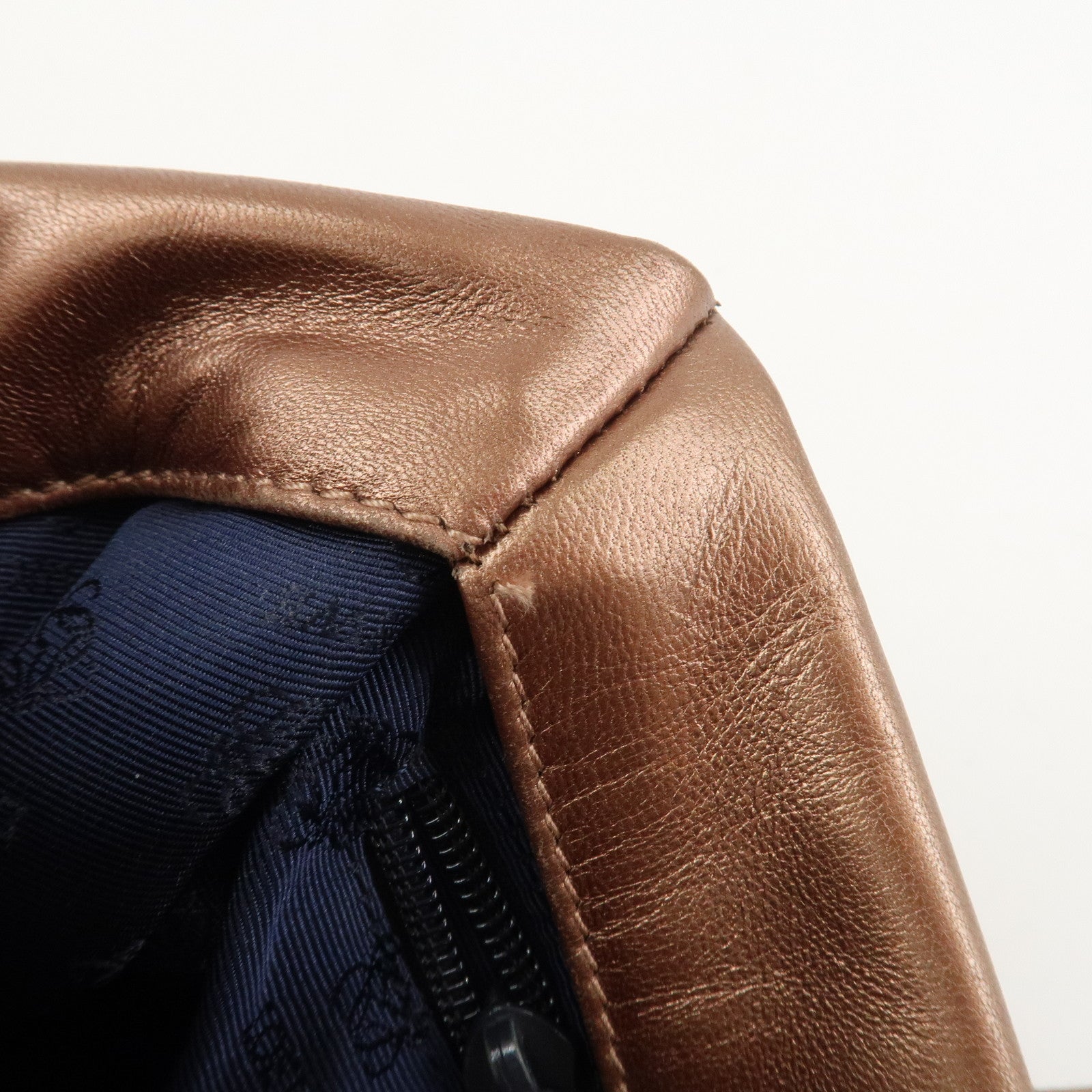 LOEWE Logo Leather Hand Bag Tote Bag Metallic Brown