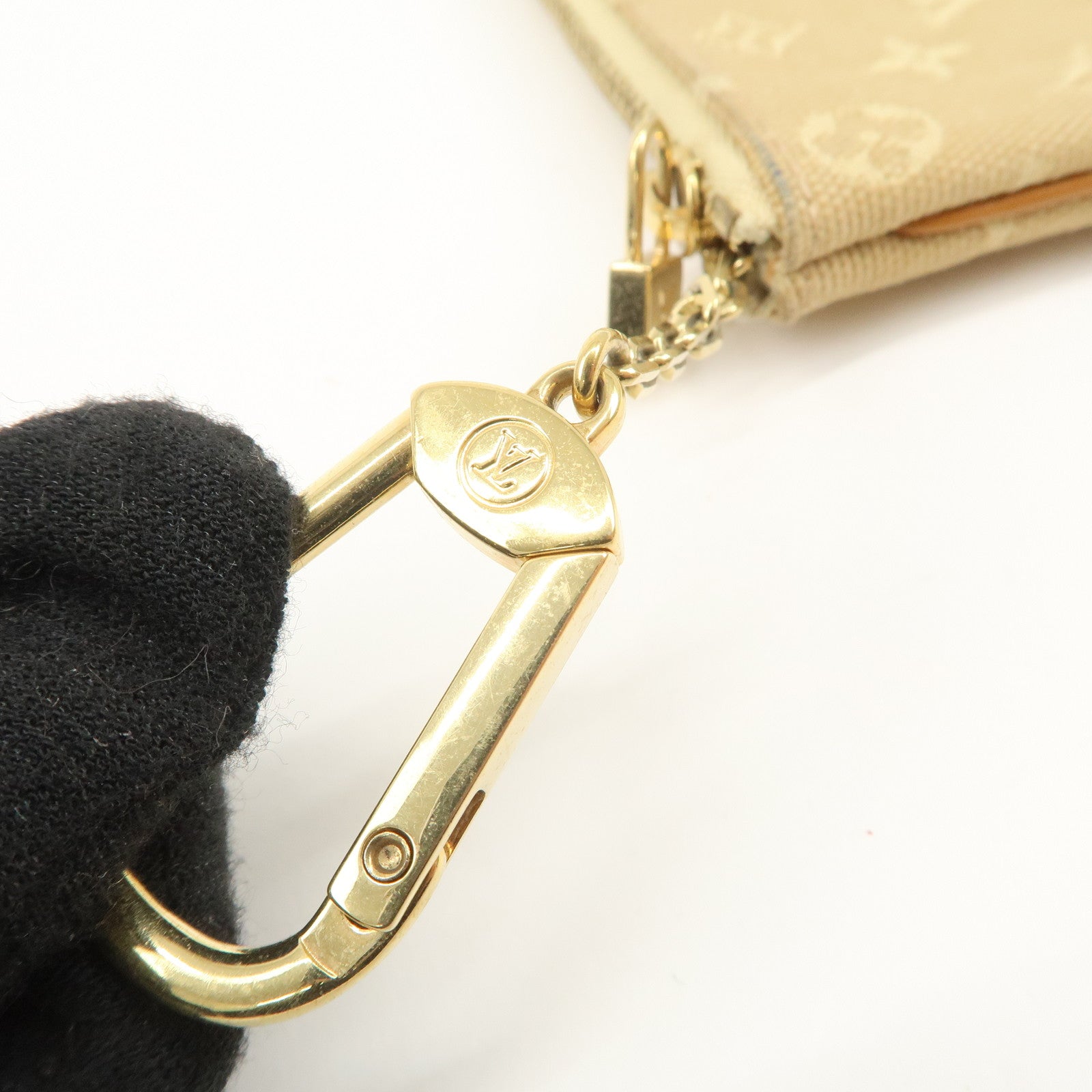 Louis Vuitton Monogram Mini Lin Pochette Cles Coin Case Beige M92438 Used