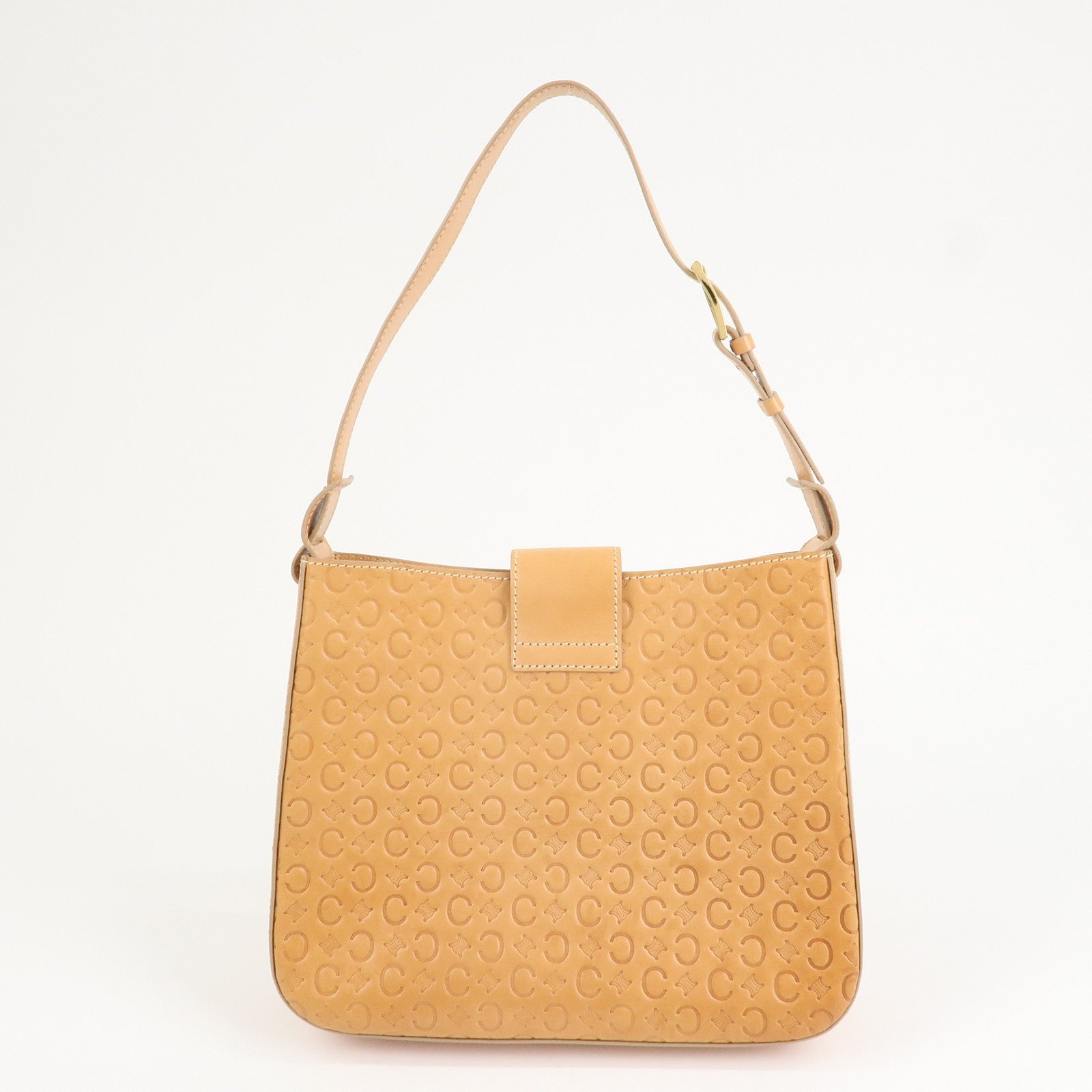 CELINE C Macadam Leather Shouler Bag Hand Bag Beige