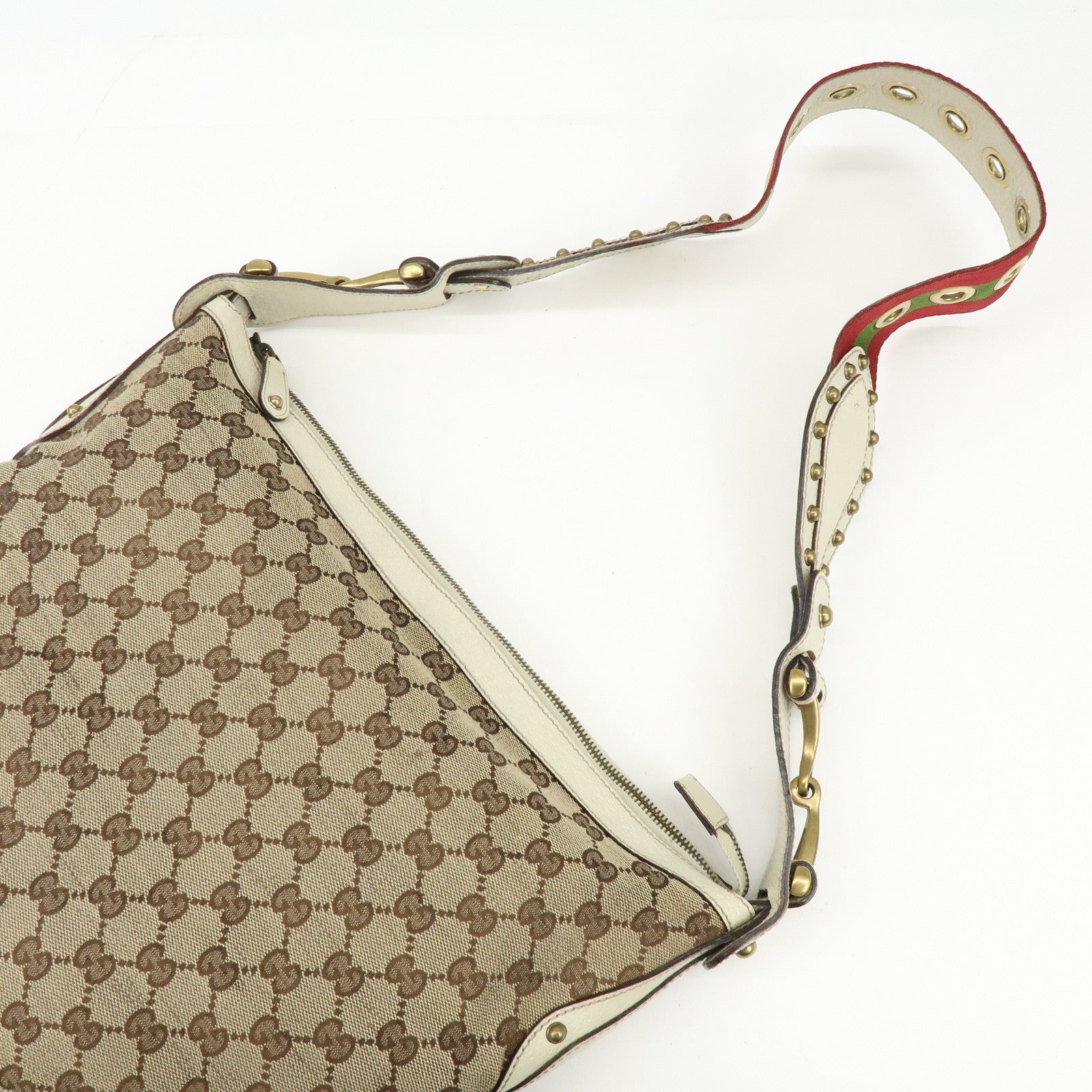 GUCCI Sherry GG Canvas Leather Shoulder Bag Beige Ivory 144011