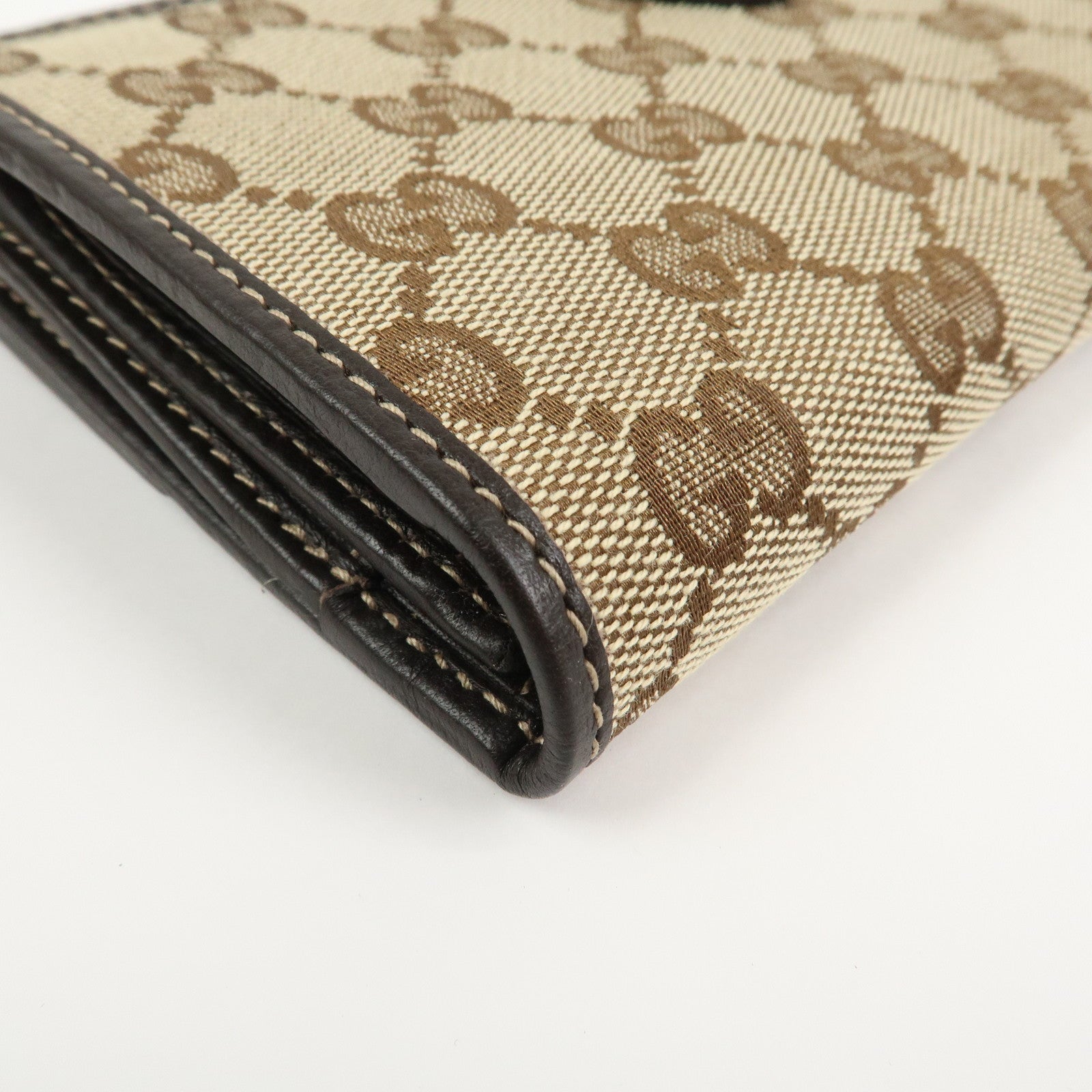 GUCCI Lovely Heart GG Canvas Bi-fold Long Wallet Beige Brown 203550