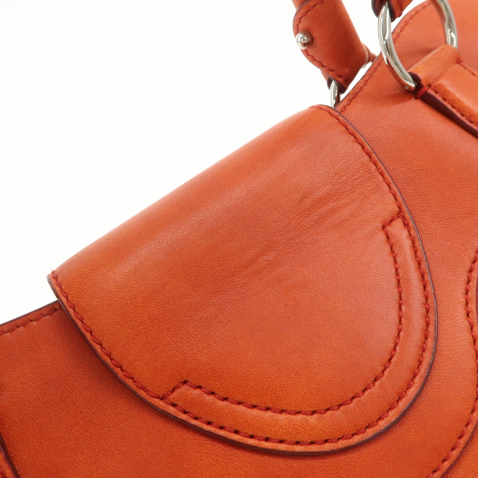 Ferragamo Gancini Gathered Shoulder Bag Hand Bag Orange