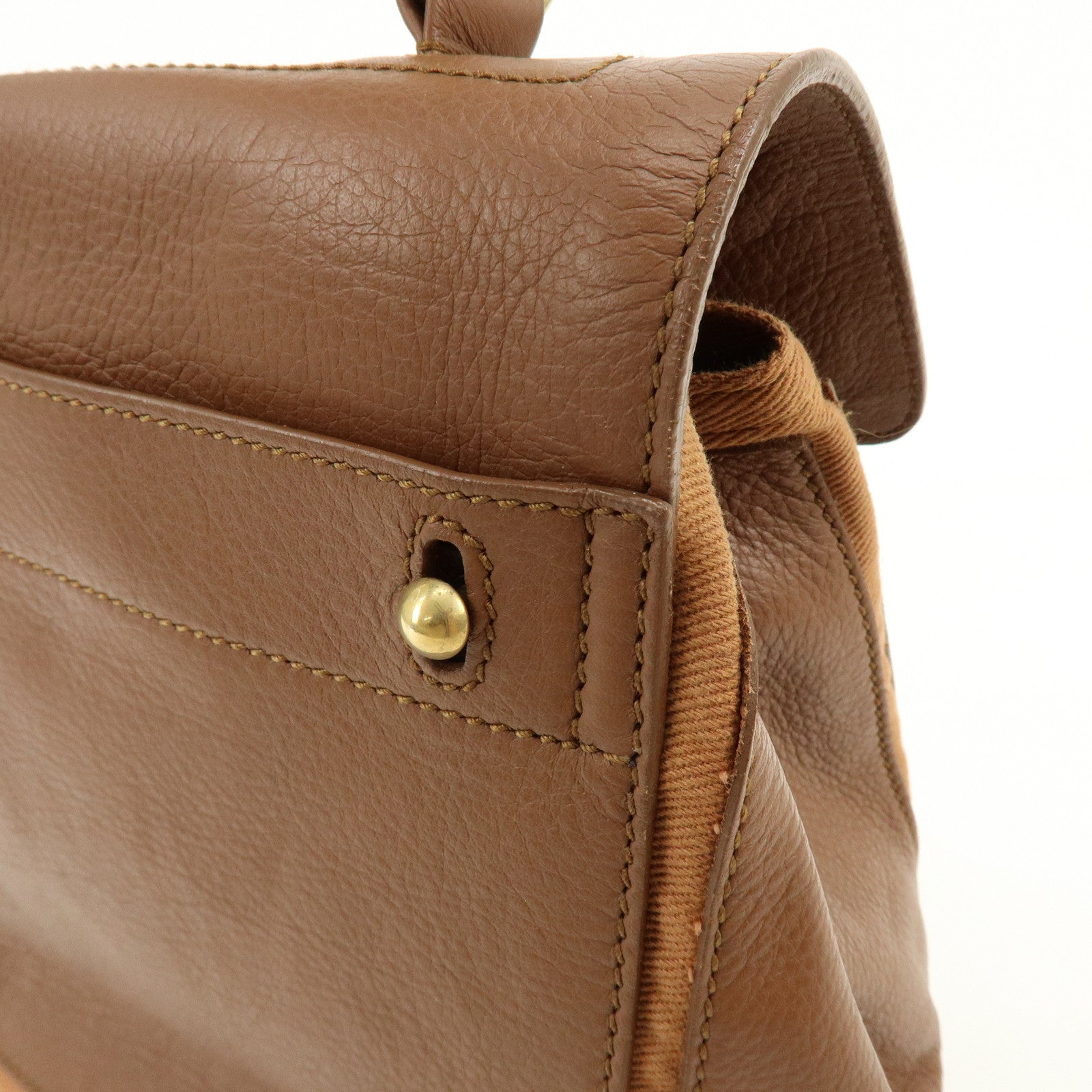 SAINT LAURENT PARIS Muse Two Leather Canvas 2WAY Bag Brown 229680