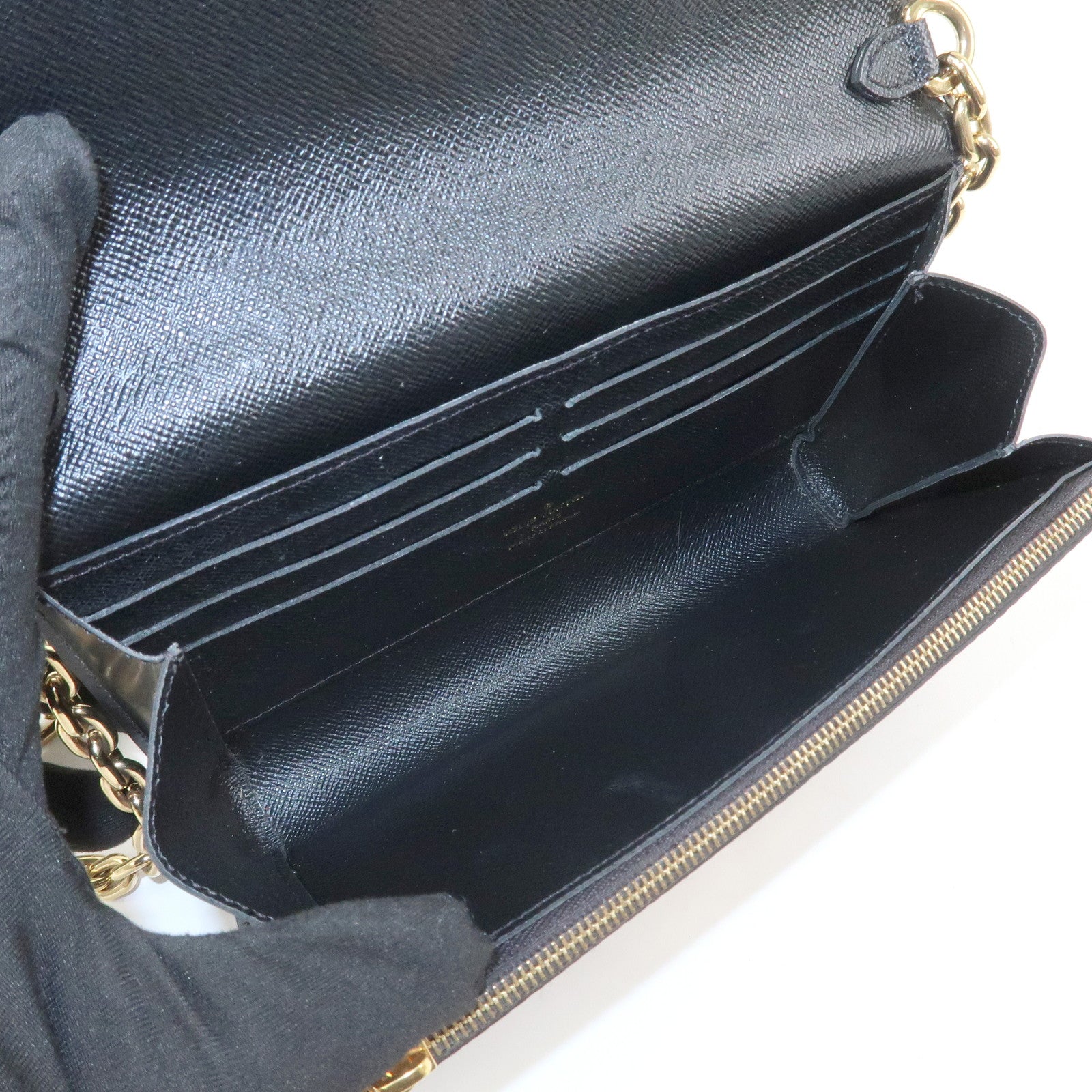 Louis Vuitton Epi Portefeuille Twist Chain Wallet Noir Black N64798