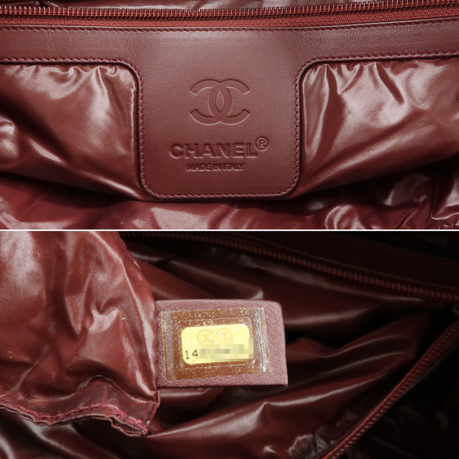 CHANEL COCO Cocoon Nylon Leather Tote MM Hand Bag Black A48611