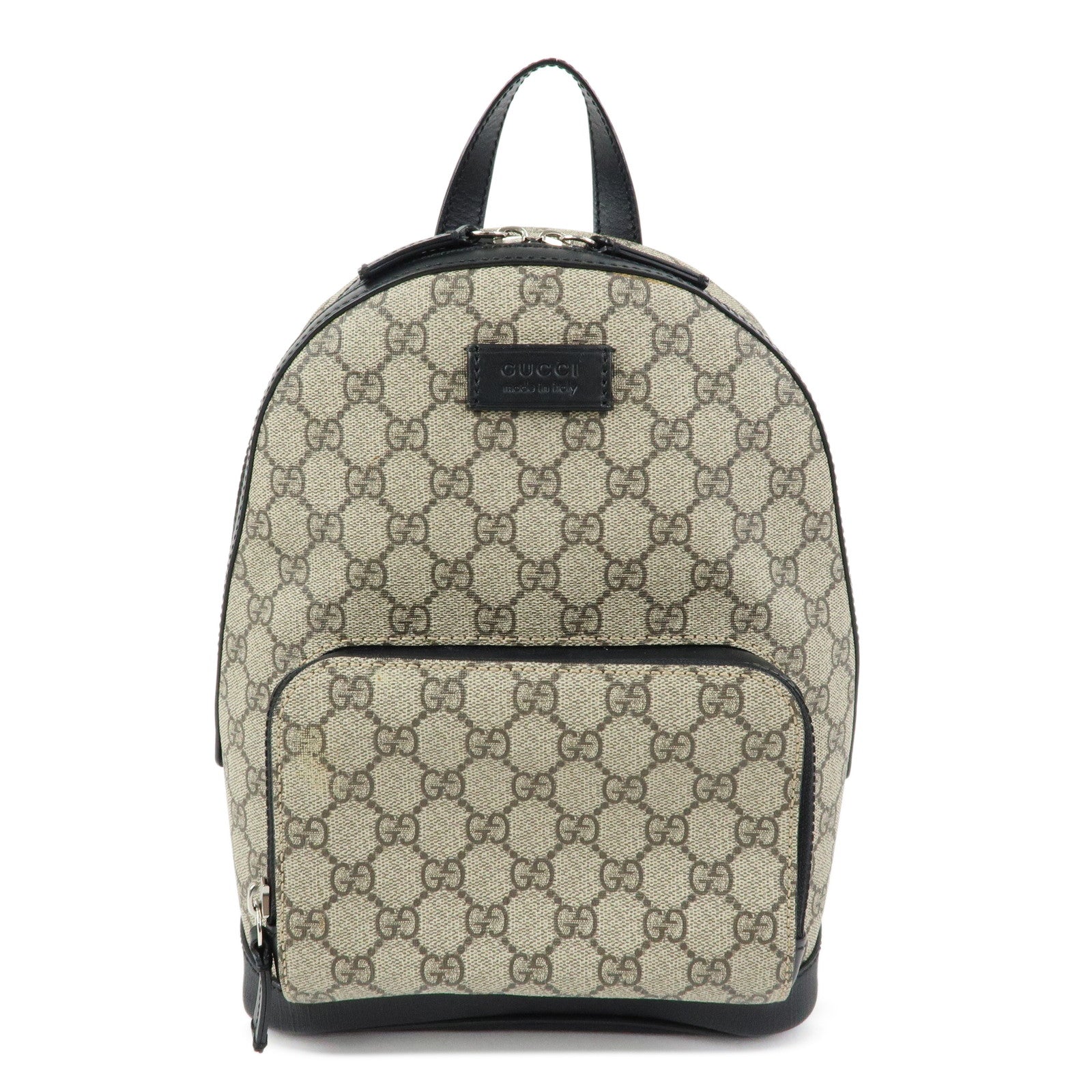 GUCCI GG Supreme Leather Backpack Rucksack Beige Black 429020