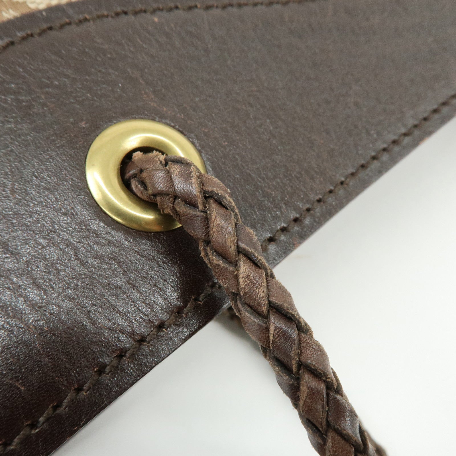 GUCCI GG Canvas Leather Tote Bag Shoulder Bag Brown 109141