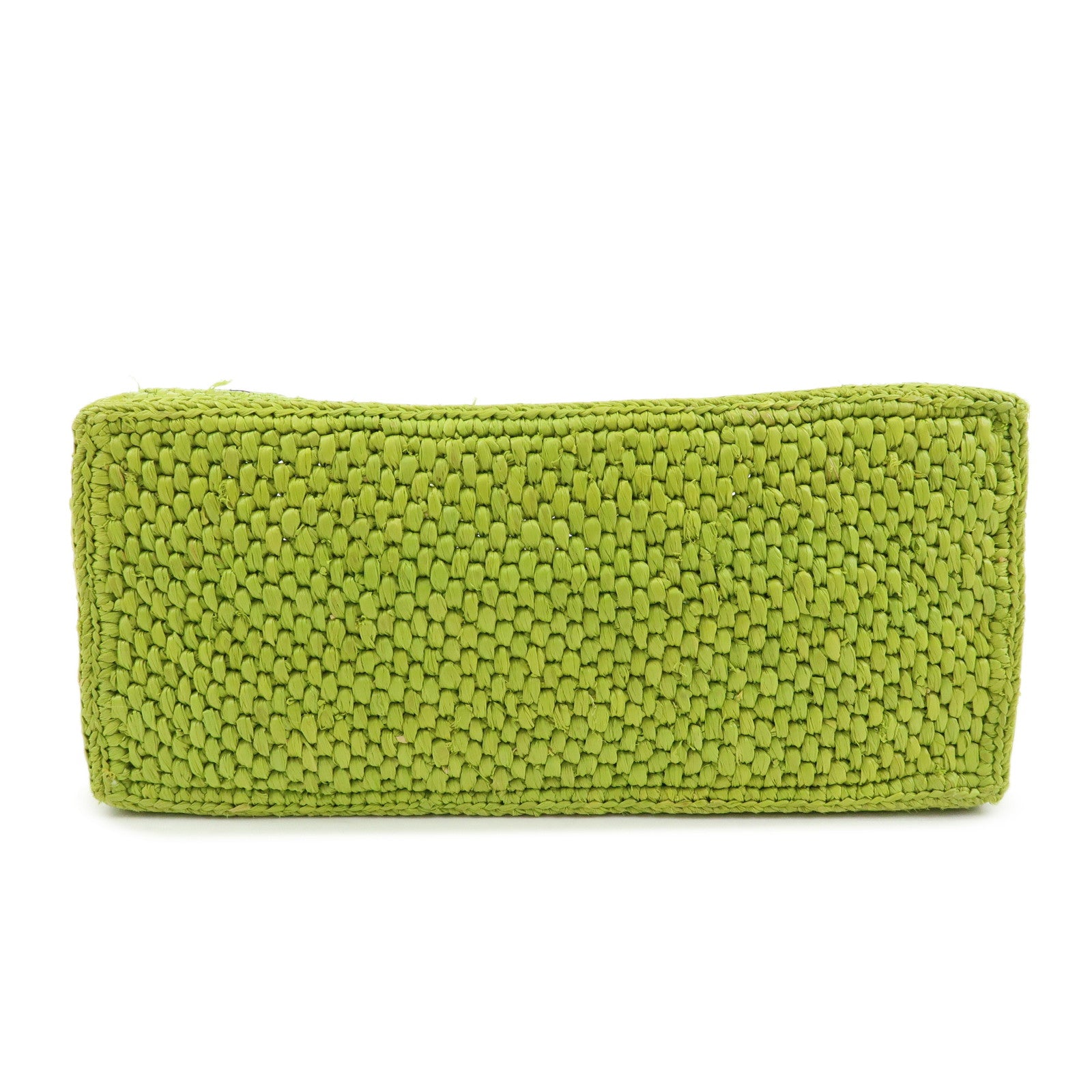 LOEWE Font Tote Bag Raffia Leather 2Way Shoulder Bag Green