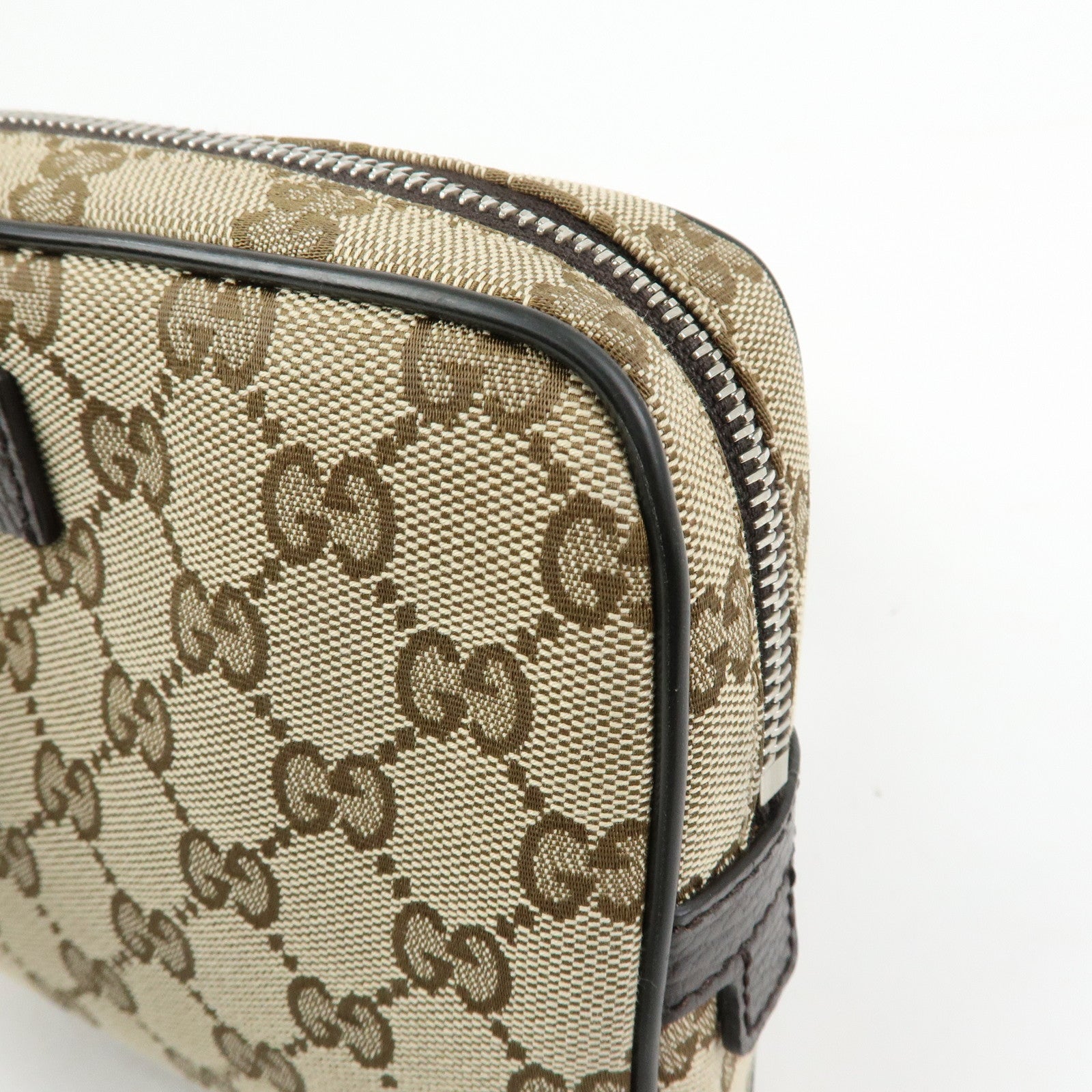 GUCCI GG Canvas Leather Waist Pouch Body Bag Crossbody Bag 449174