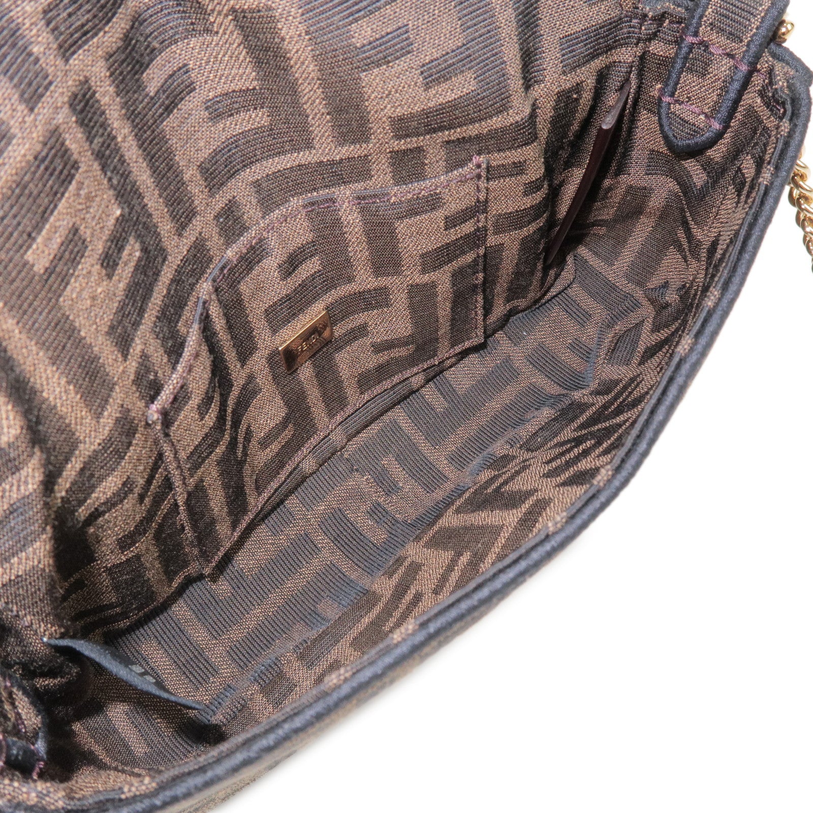 FENDI Baguette Mini Zucca Canvas 2Way Shoulder Bag Brown 8BS017